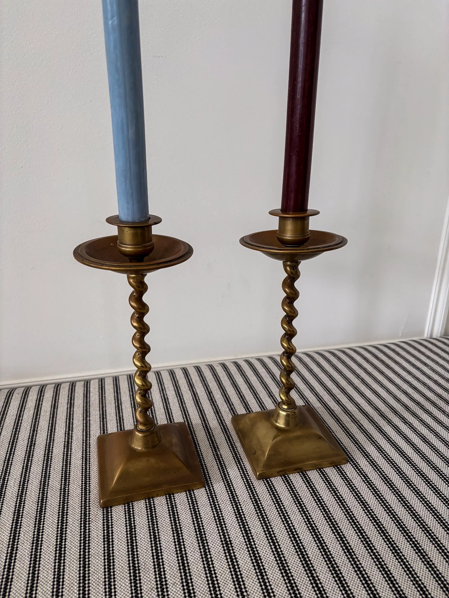 Pair of Mid-Century Brass Barley Twist Candlesticks - Image 10