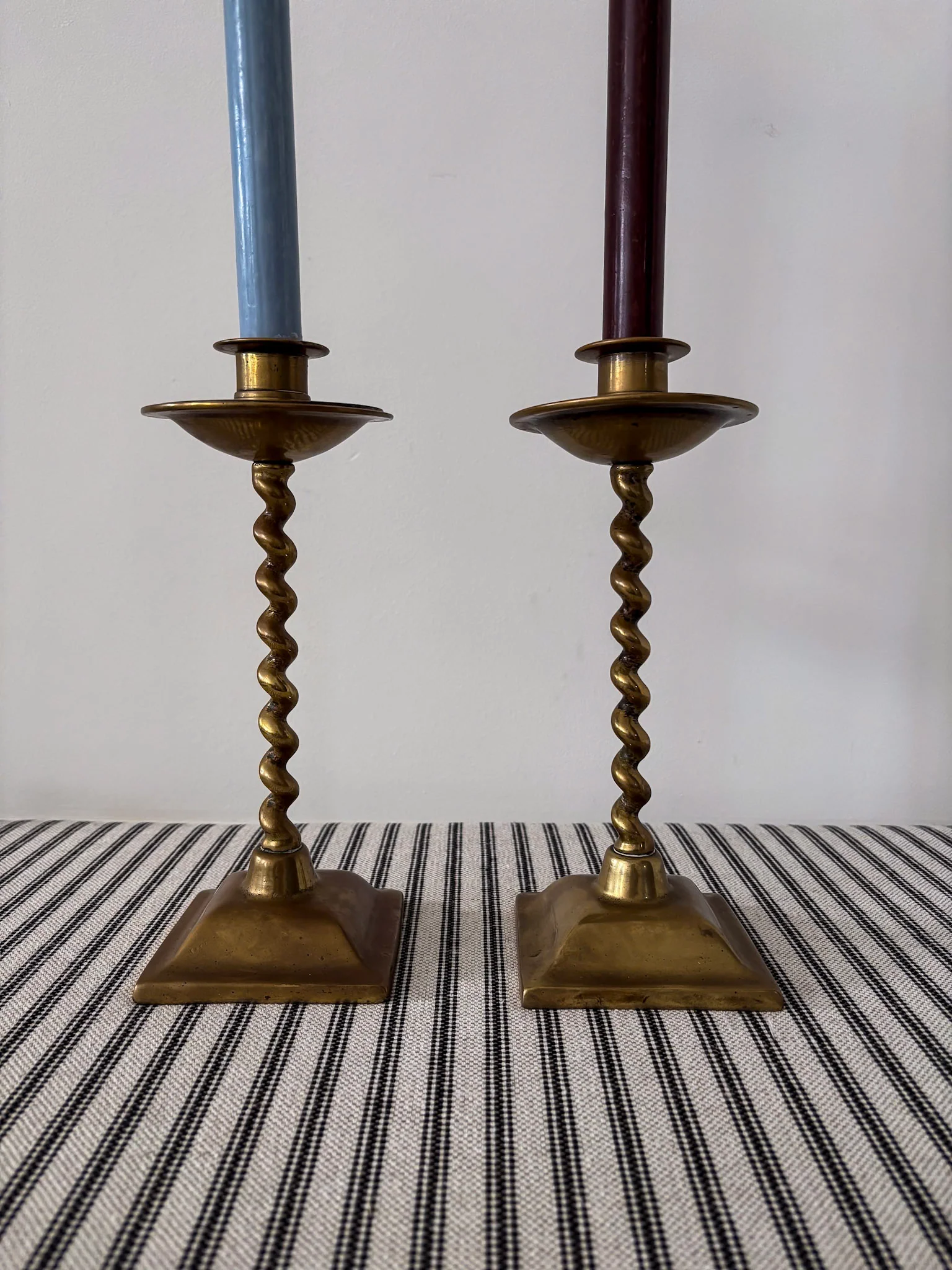 Pair of Mid-Century Brass Barley Twist Candlesticks - Image 11