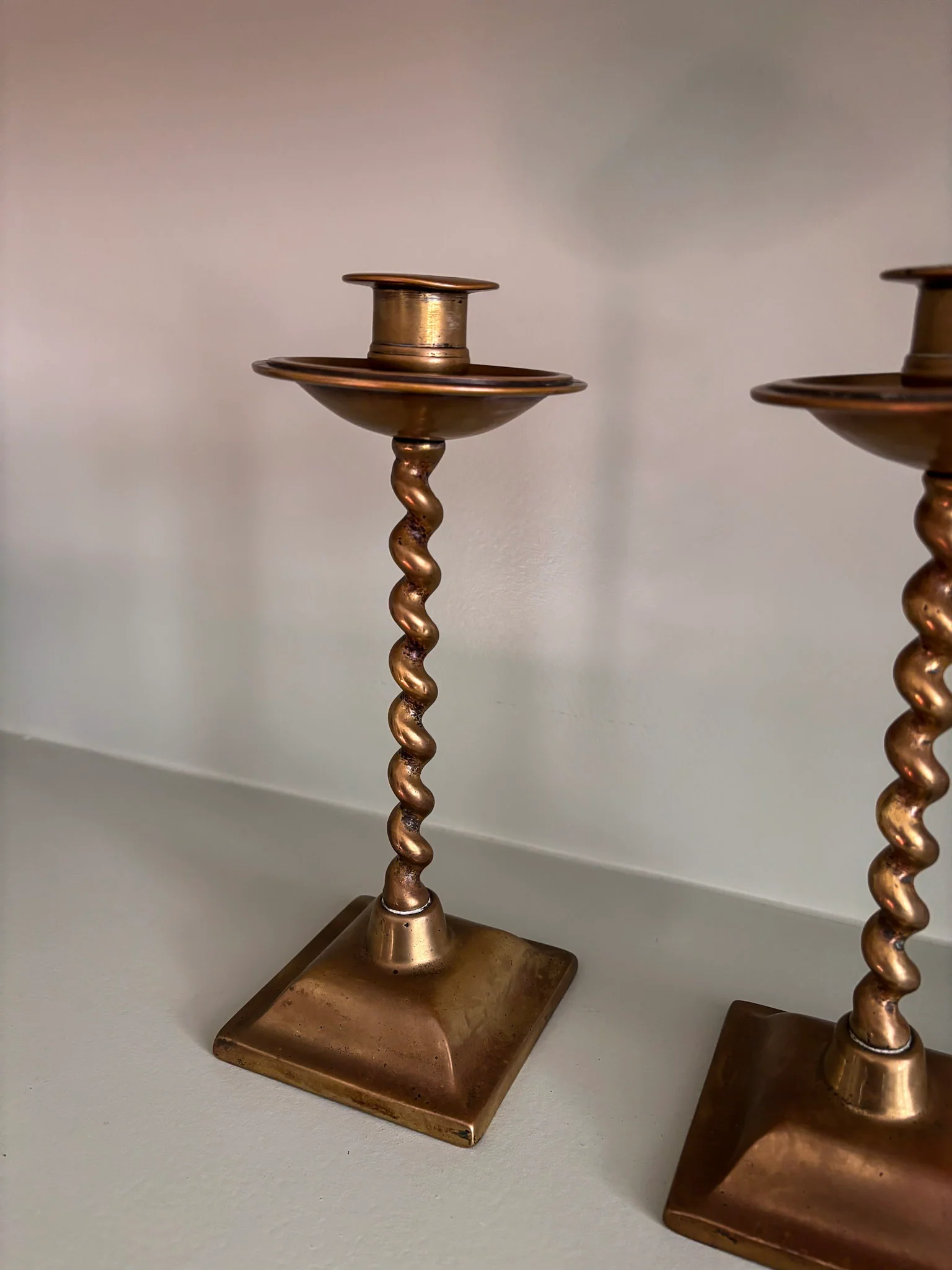 Pair of Mid-Century Brass Barley Twist Candlesticks - Image 3