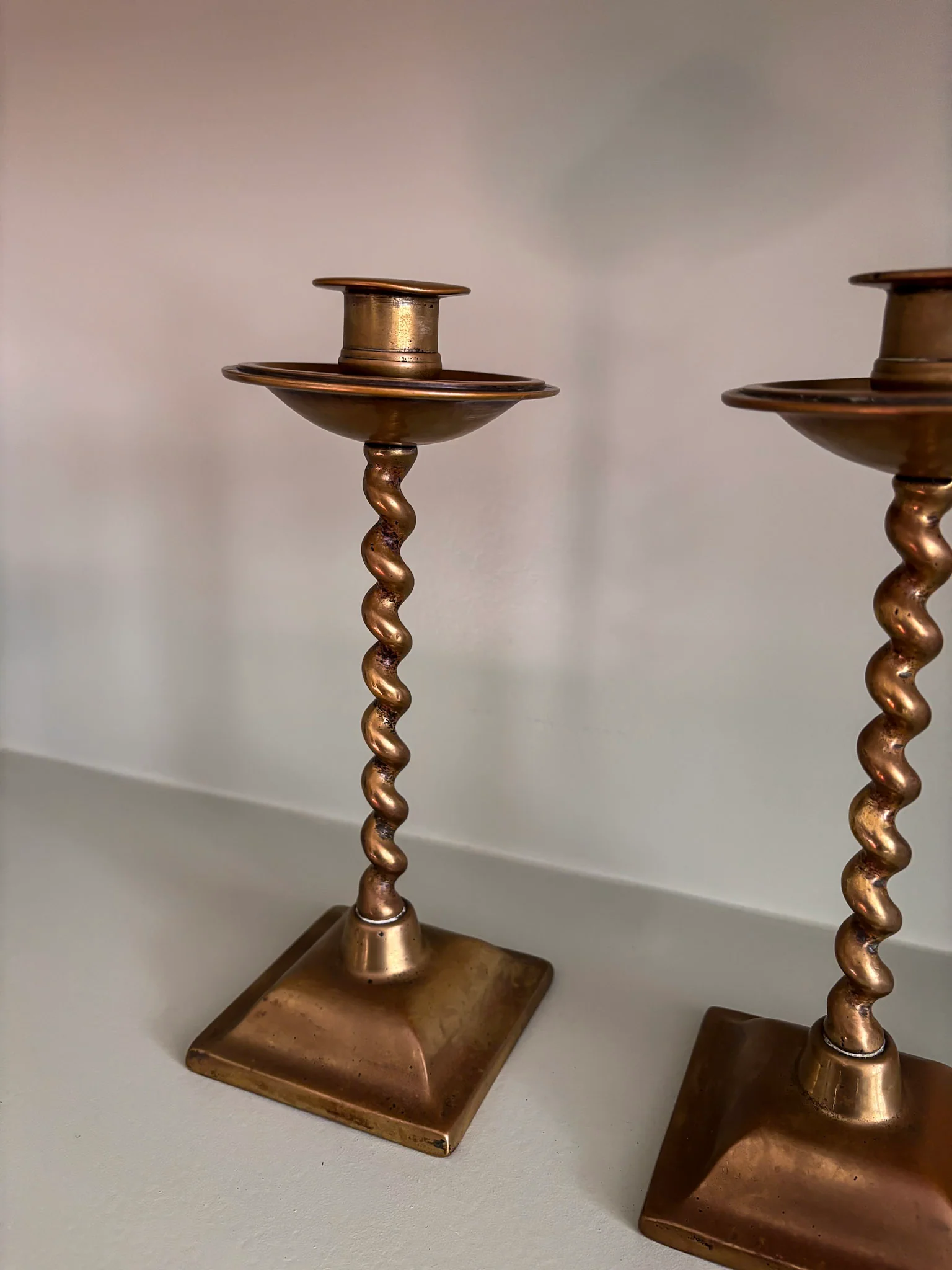 Pair of Mid-Century Brass Barley Twist Candlesticks - Image 4