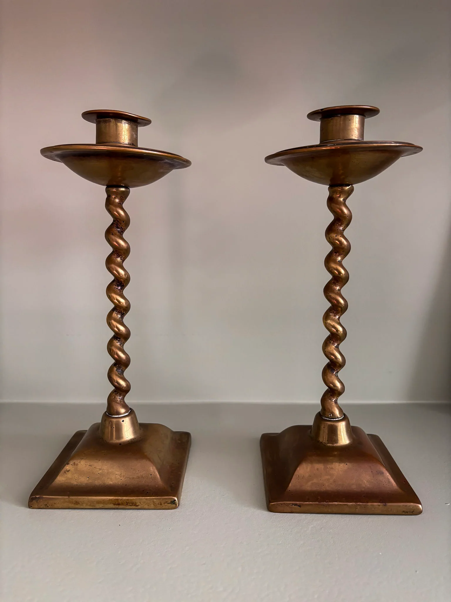 Pair of Mid-Century Brass Barley Twist Candlesticks - Image 5