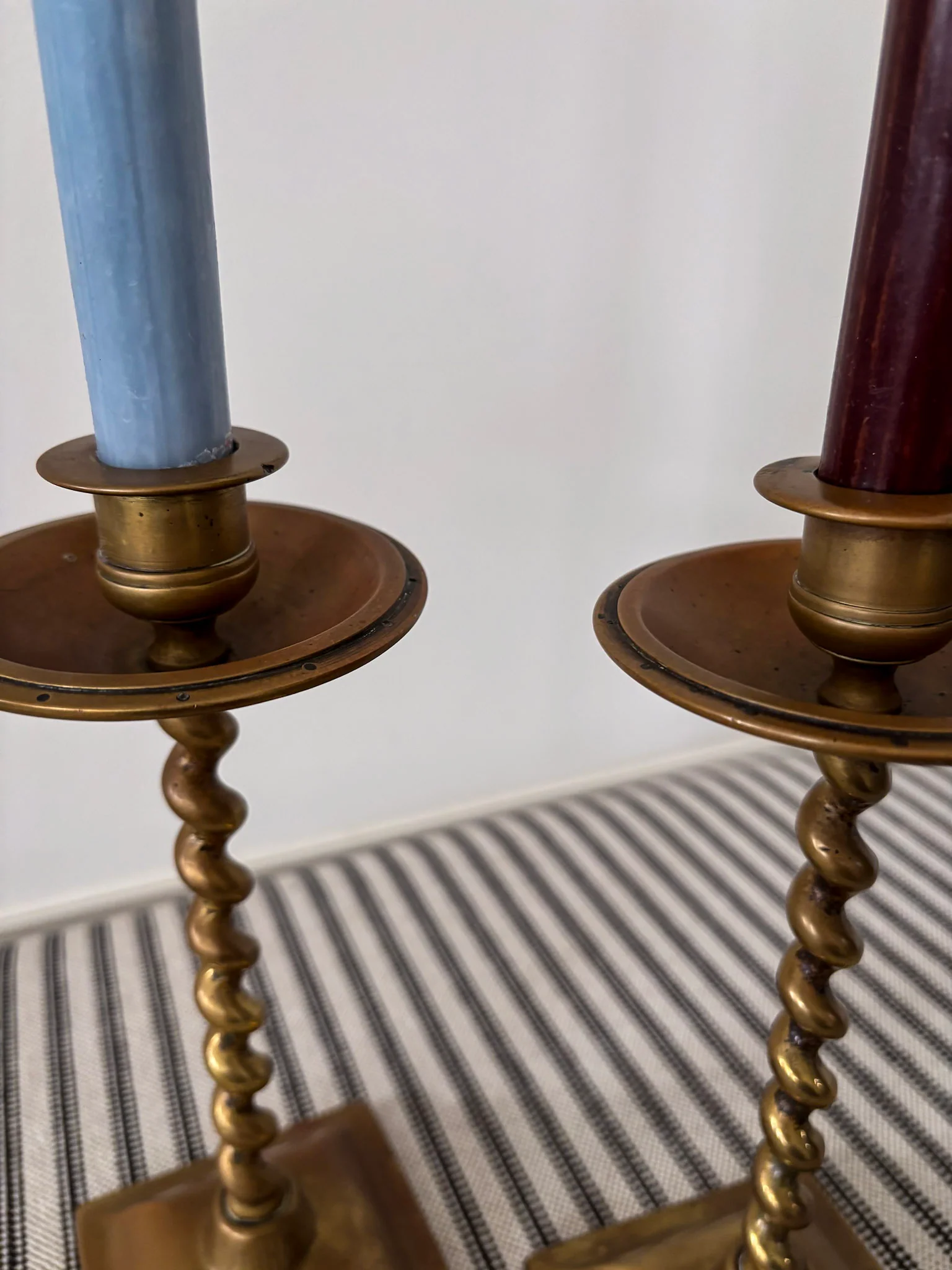 Pair of Mid-Century Brass Barley Twist Candlesticks - Image 7