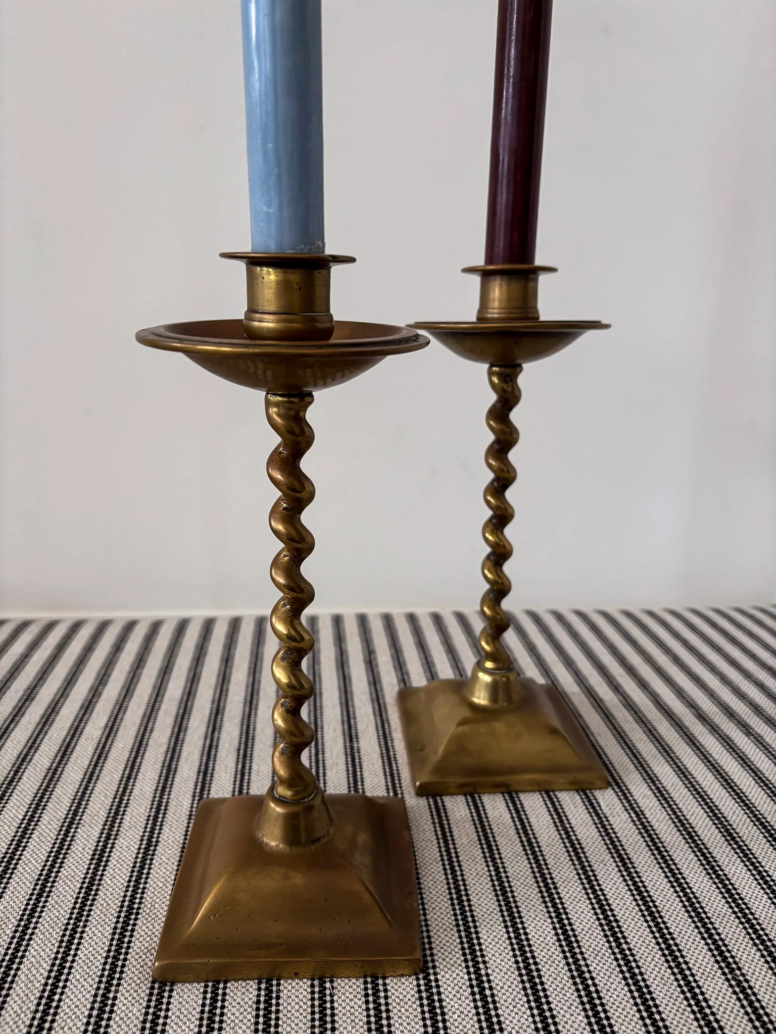 Pair of Mid-Century Brass Barley Twist Candlesticks - Image 9
