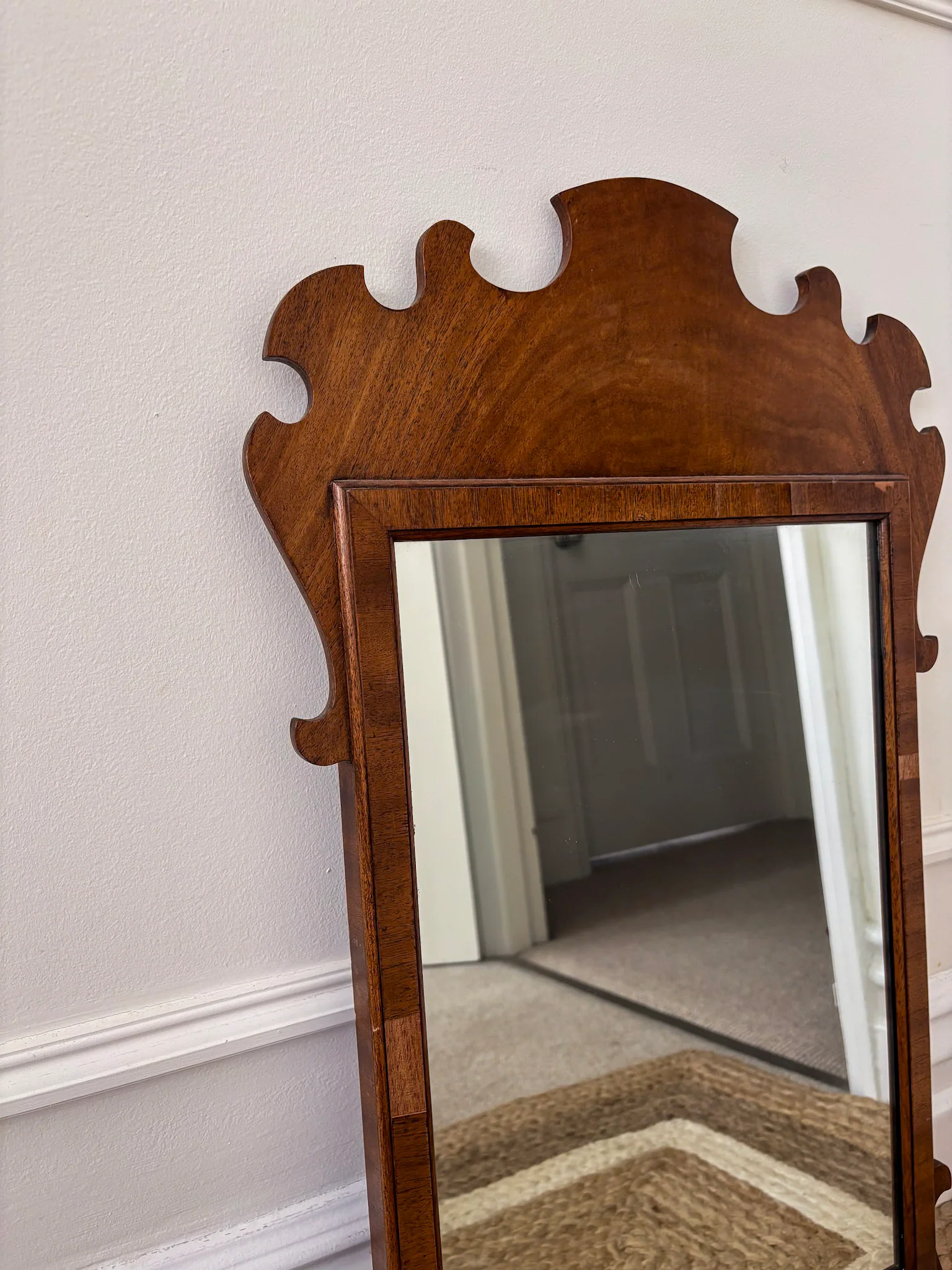 Reprodux Chippendale Revival Mirror | English Walnut Veneer Wall Mirror - Image 3