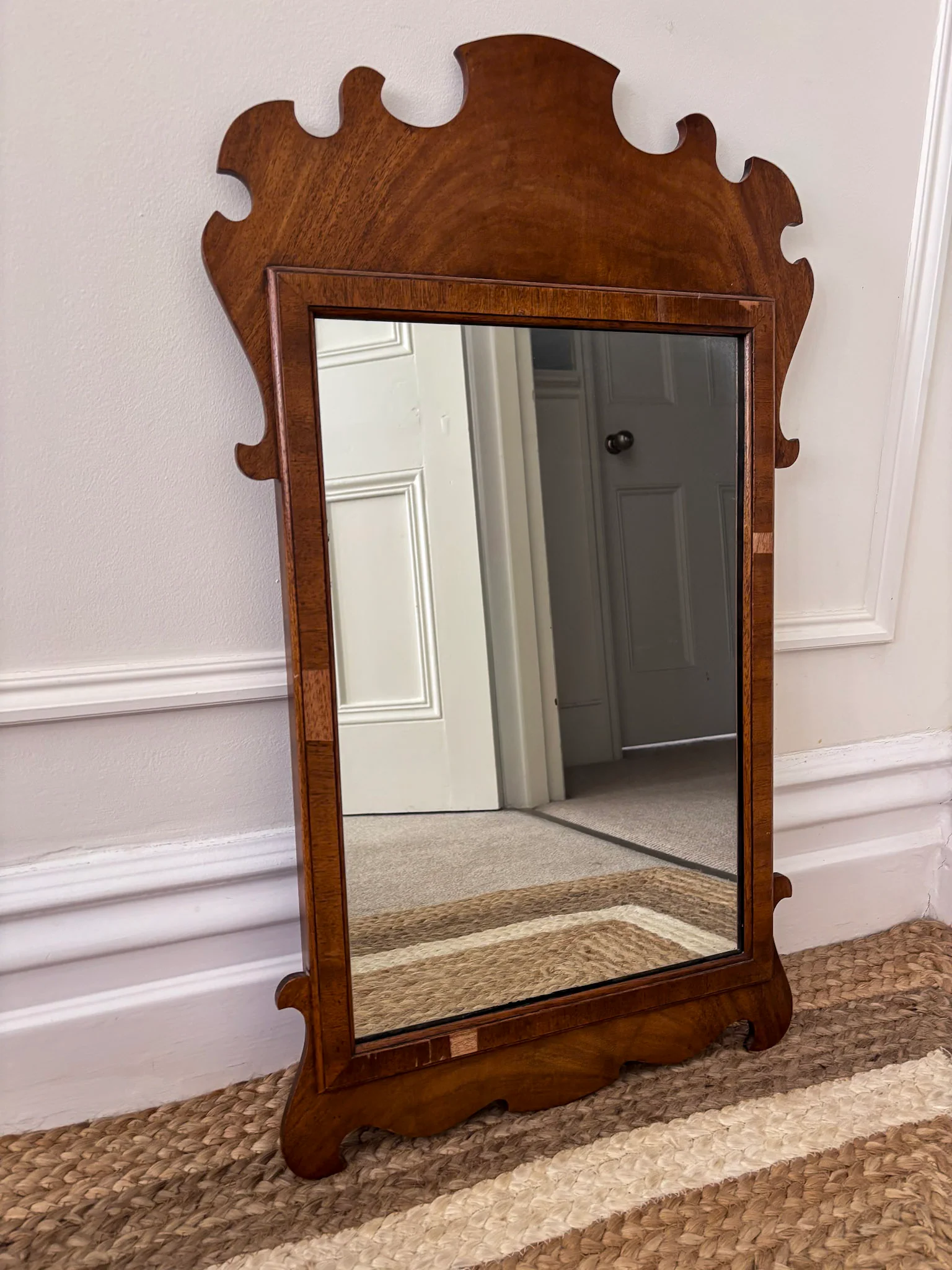 Reprodux Chippendale Revival Mirror | English Walnut Veneer Wall Mirror - Image 4