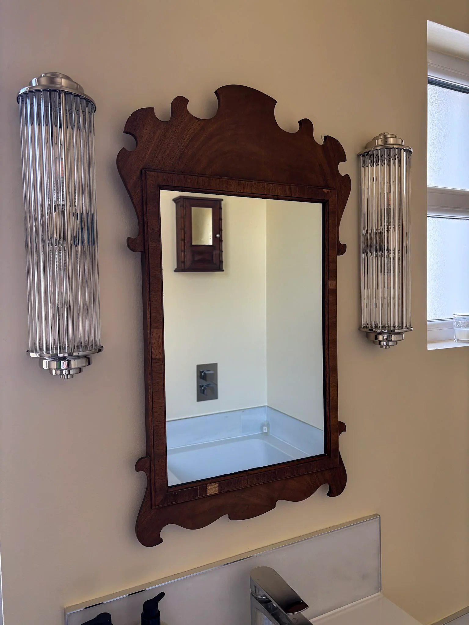 Reprodux Chippendale Revival Mirror | English Walnut Veneer Wall Mirror - Image 6