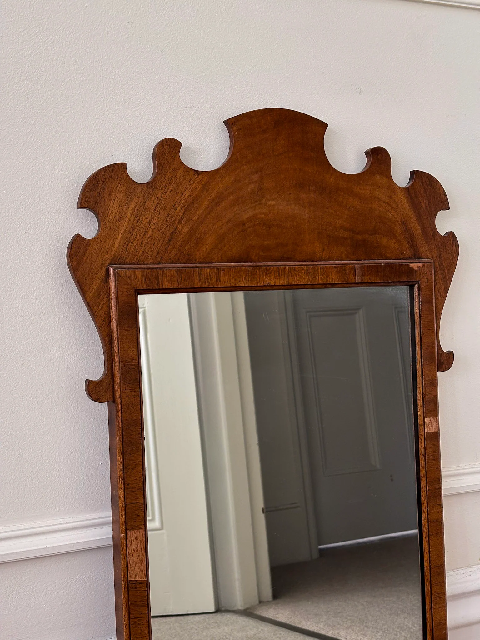 Reprodux Chippendale Revival Mirror | English Walnut Veneer Wall Mirror - Image 9