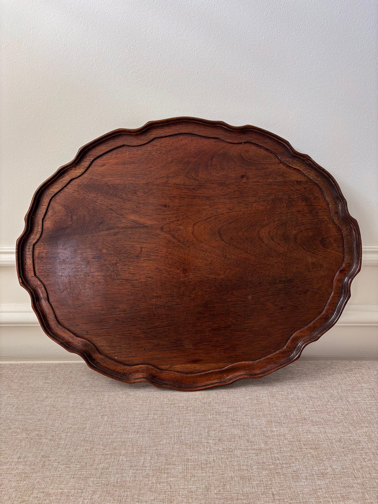 Scalloped Edge Wooden Serving/ Decorative Tray