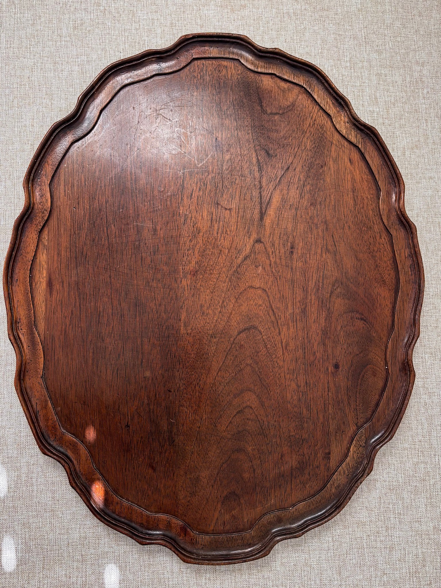 Scalloped Edge Wooden Serving/ Decorative Tray - Image 4