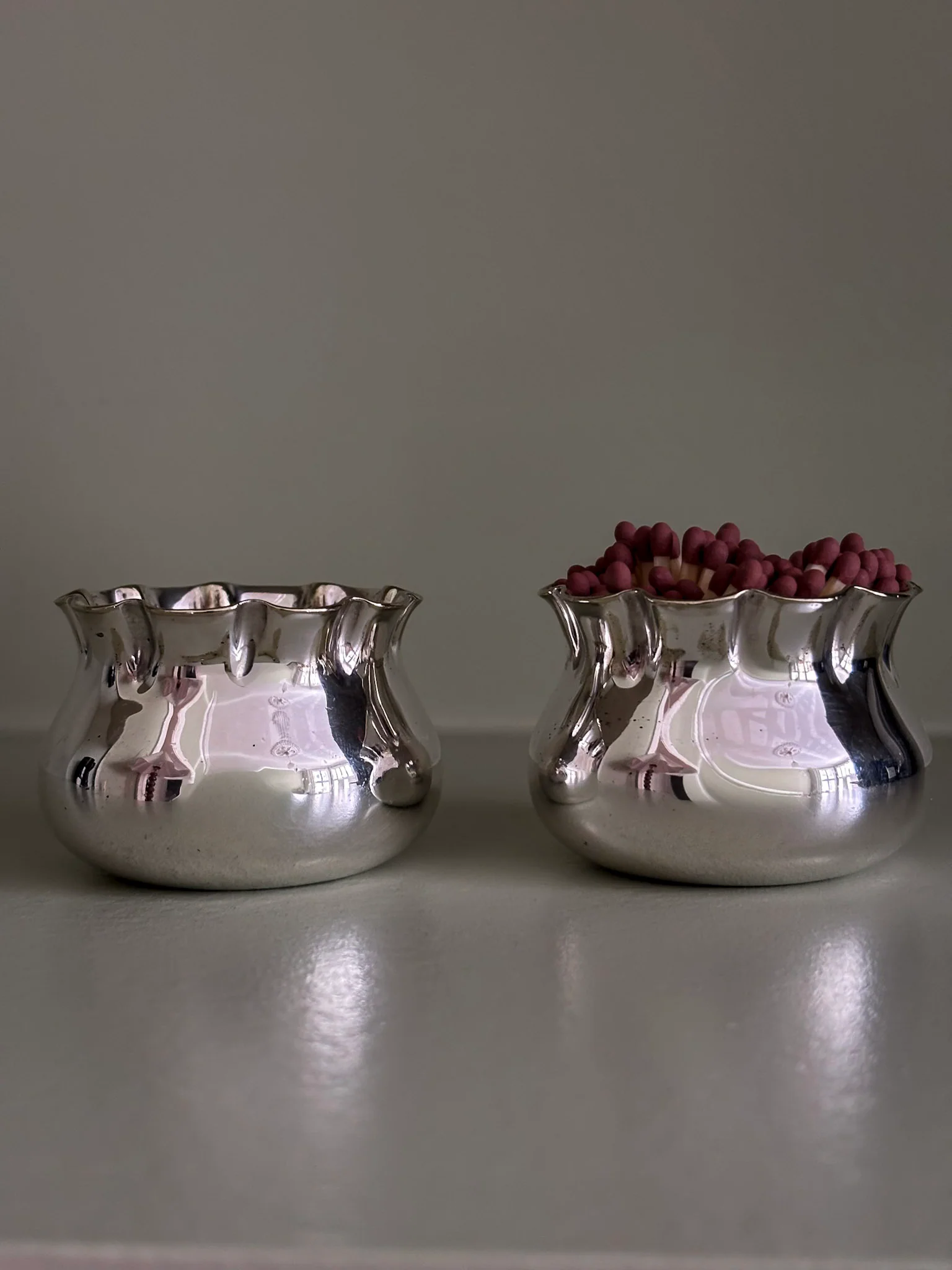 Silver Plate Matchstick Ruffle Edge Pot
