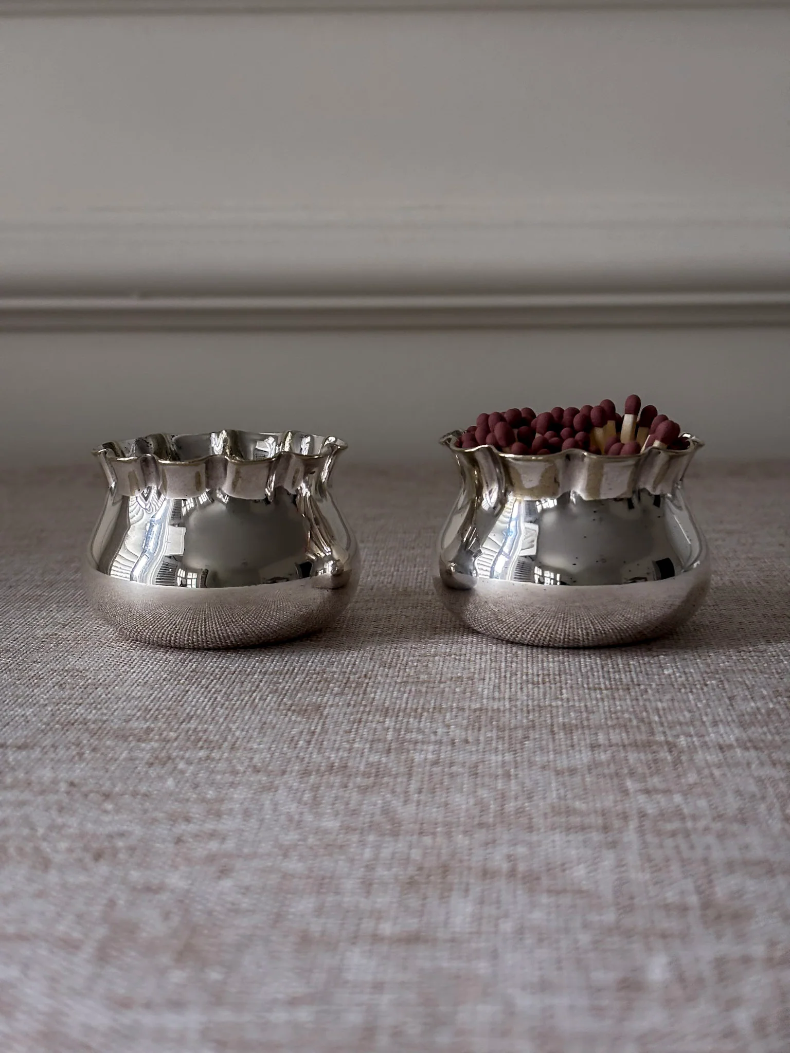 Silver Plate Matchstick Ruffle Edge Pot - Image 2