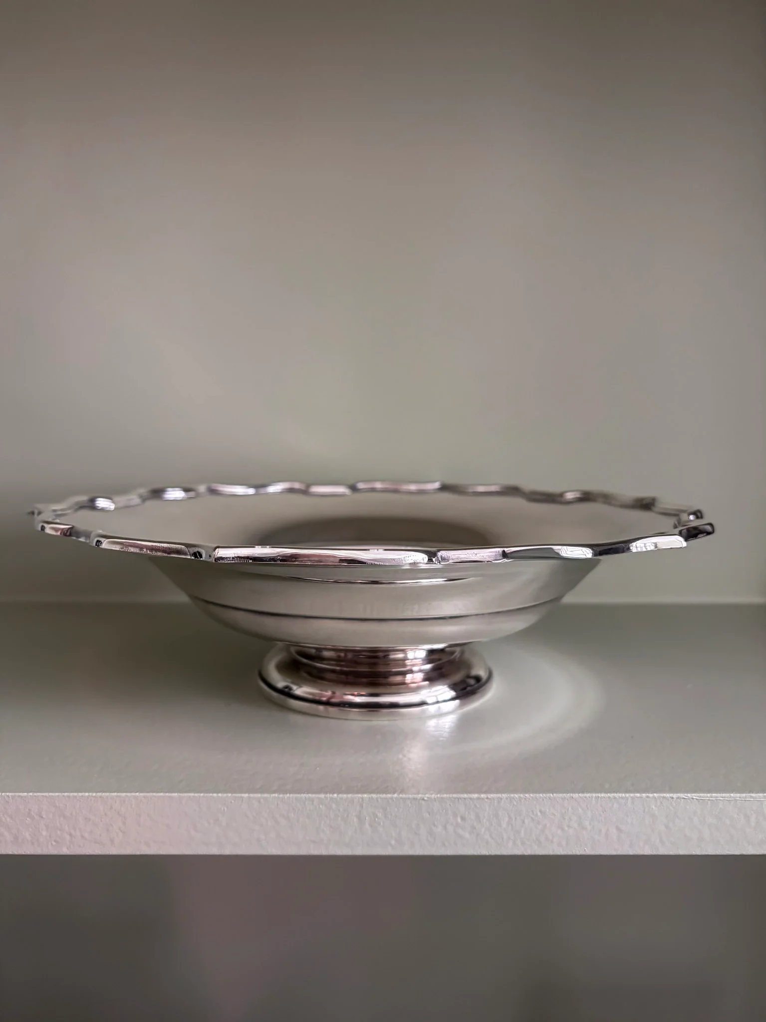 Silver Plate Scalloped Edge Tazza Pedestal Dish / Bowl