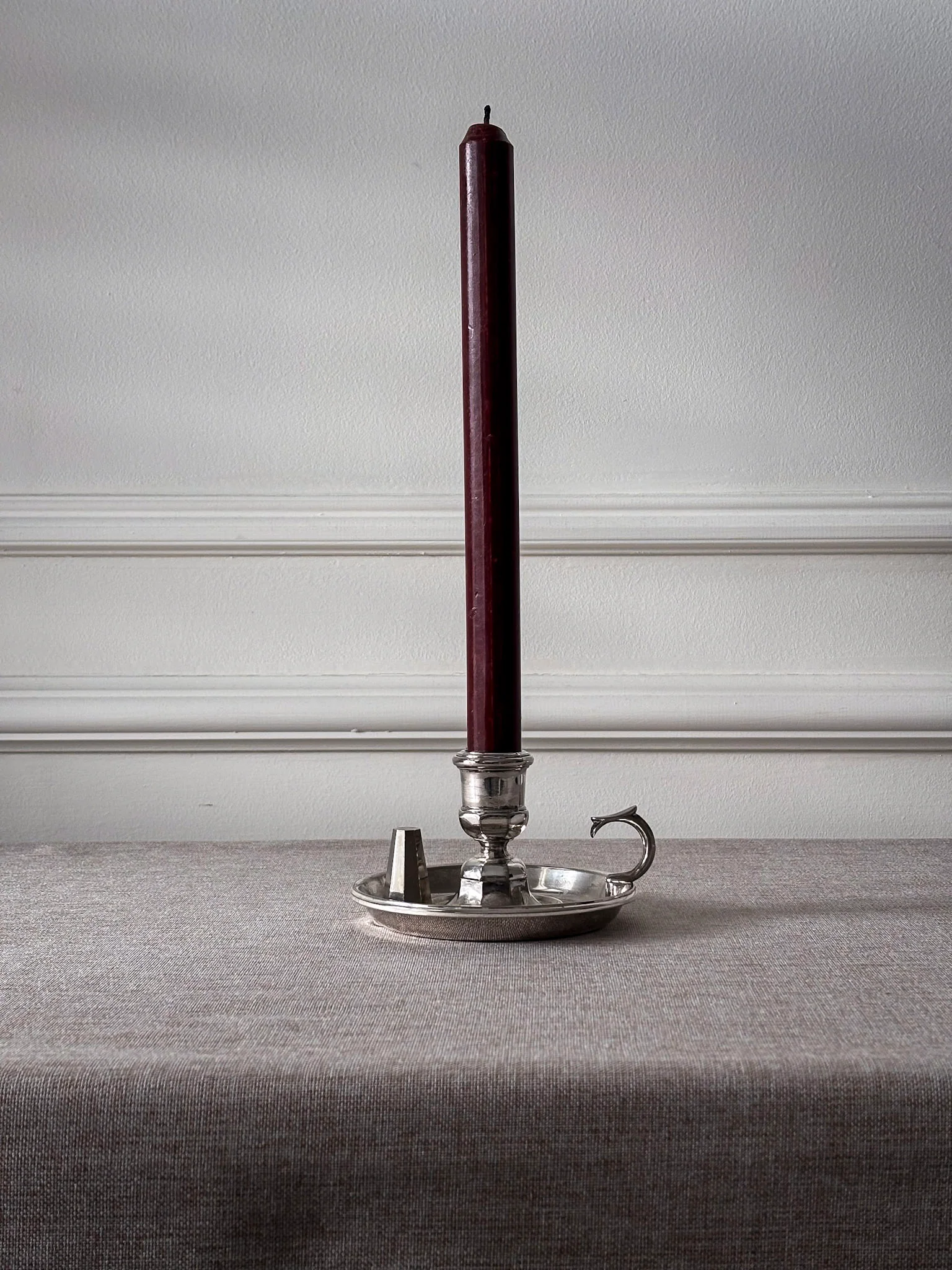 Silver-Plated Chamberstick Candle Holder with Snuffer - Image 3
