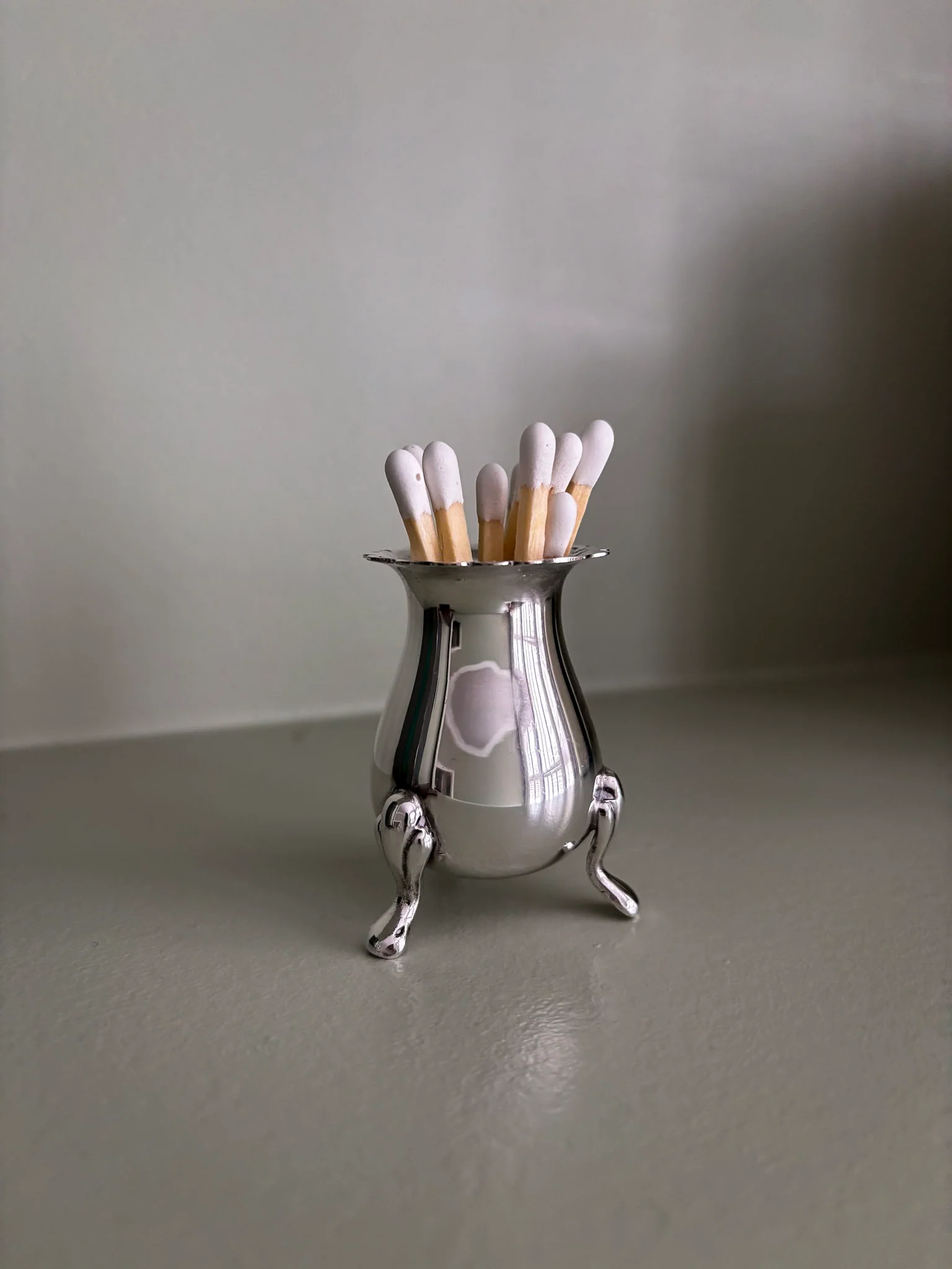 Silver-Plated Footed Vessel Matchstick Holder - Image 4