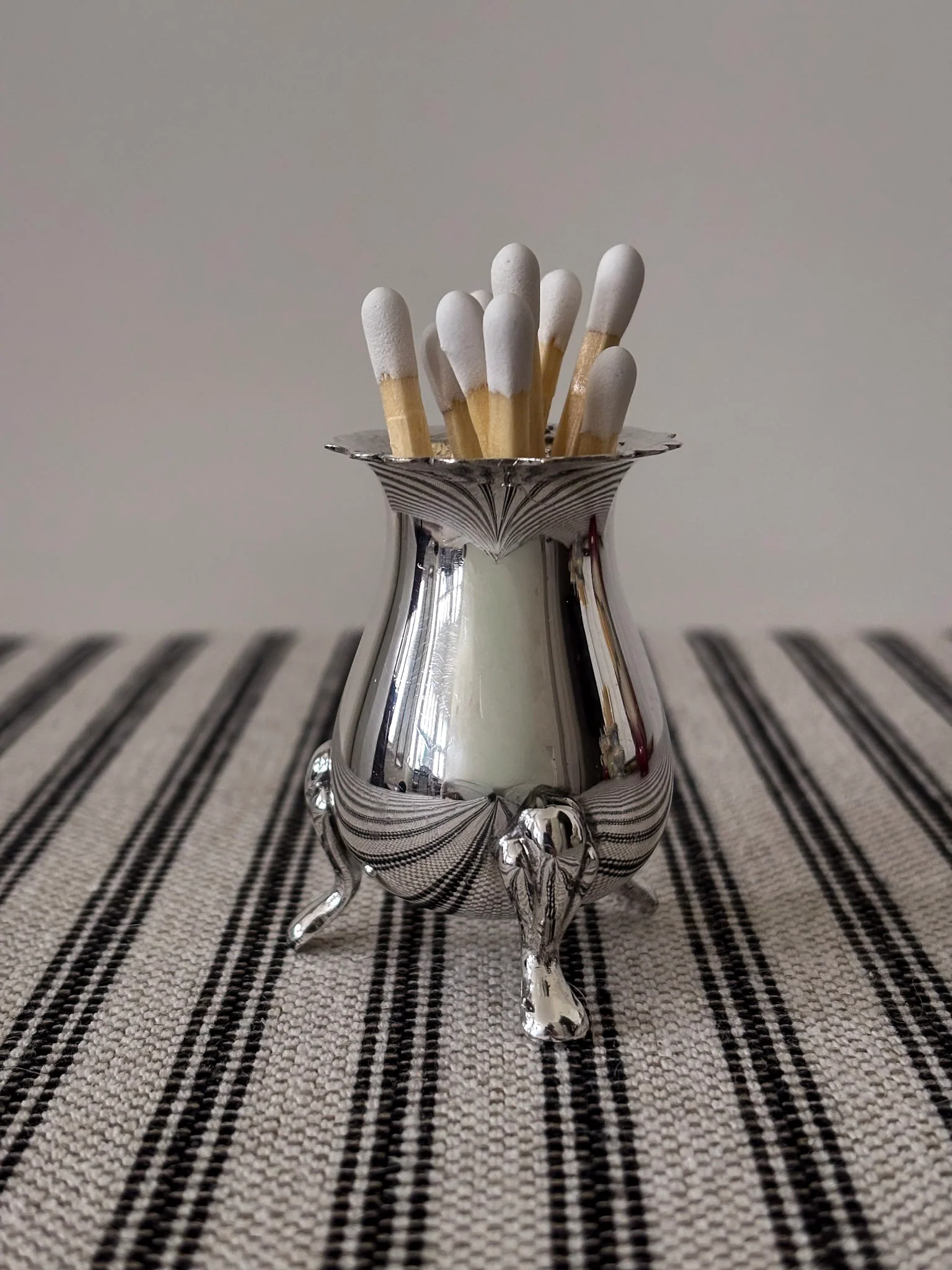 Silver-Plated Footed Vessel Matchstick Holder - Image 6