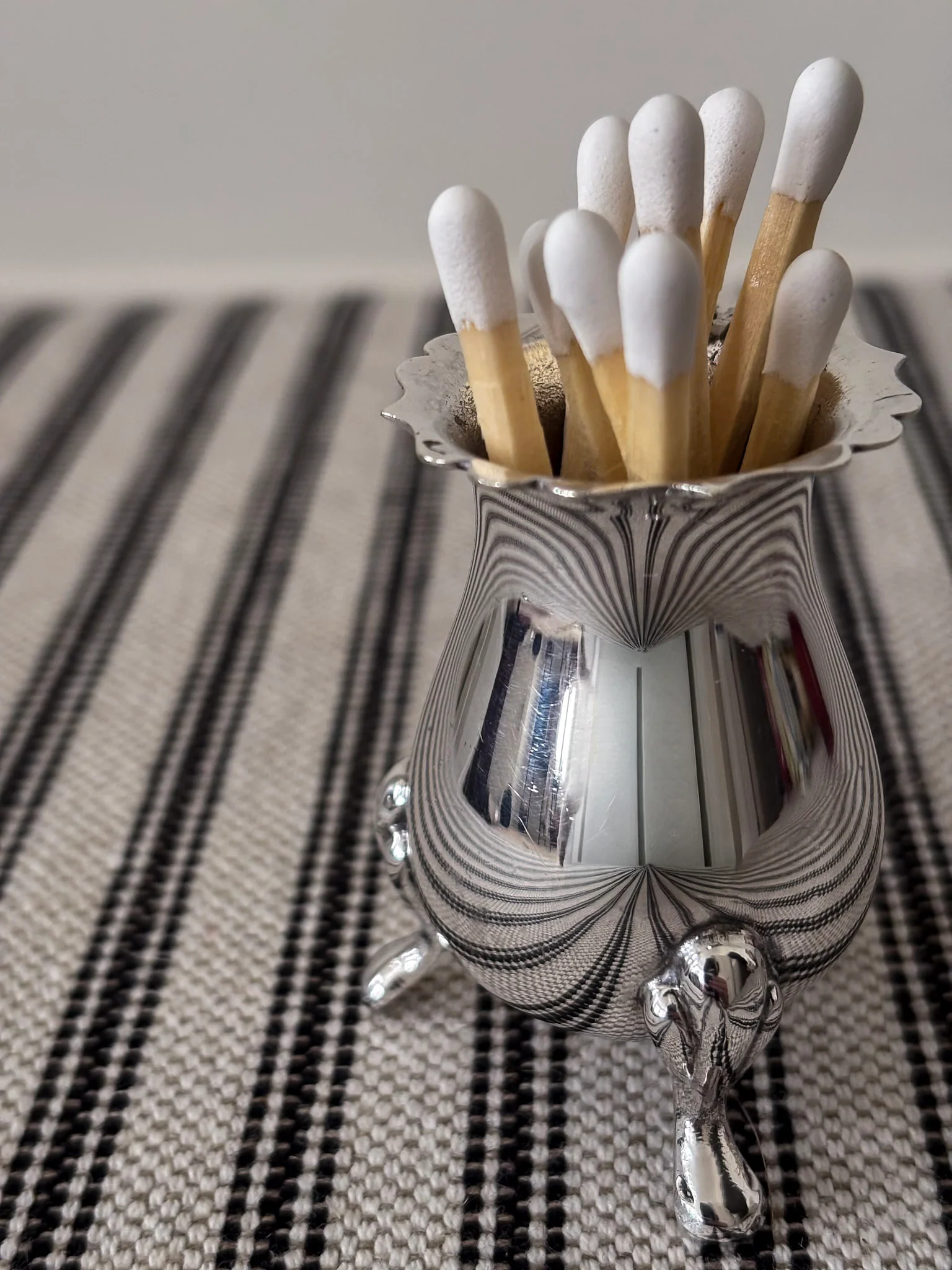 Silver-Plated Footed Vessel Matchstick Holder - Image 7