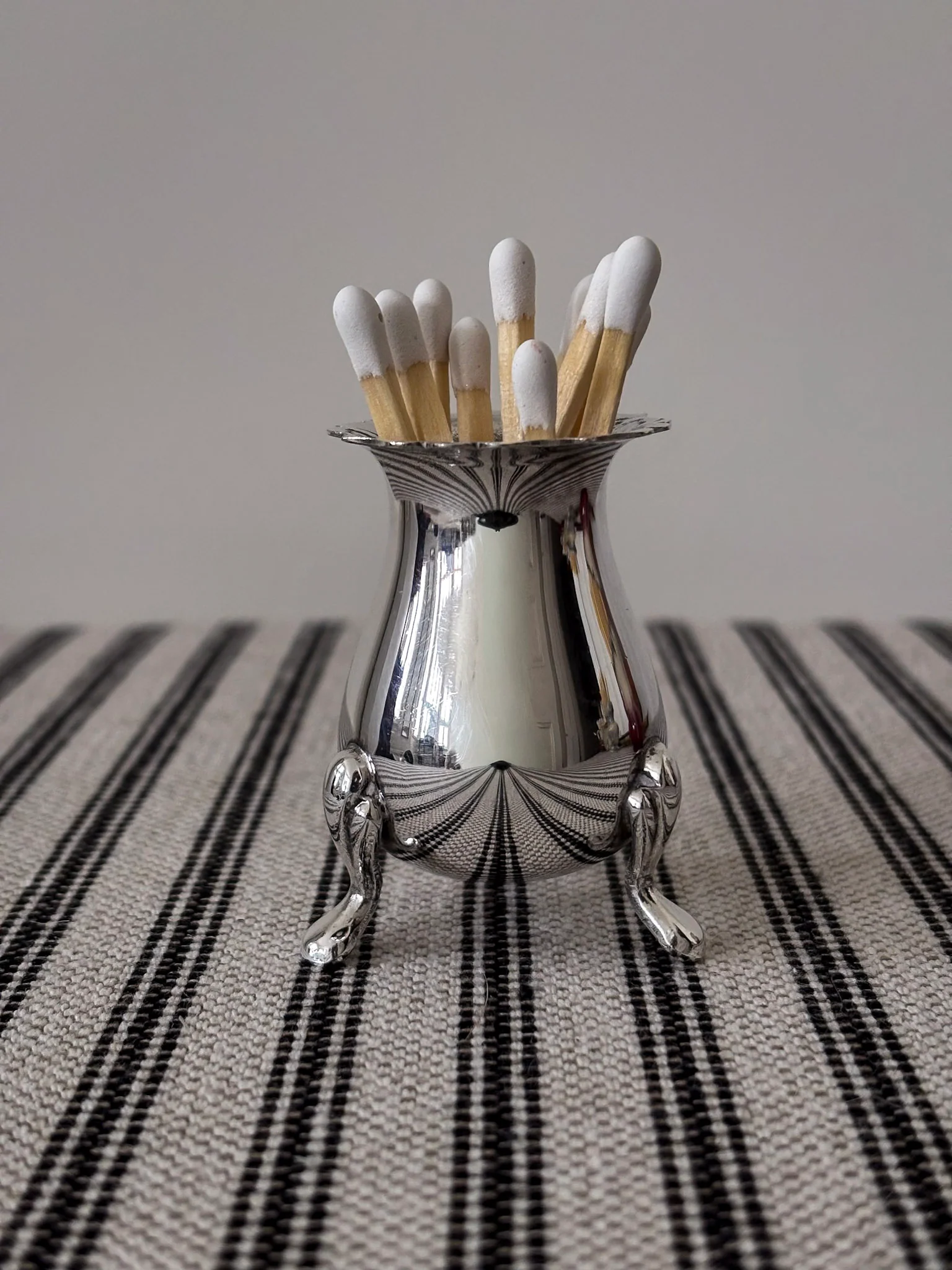 Silver-Plated Footed Vessel Matchstick Holder - Image 8