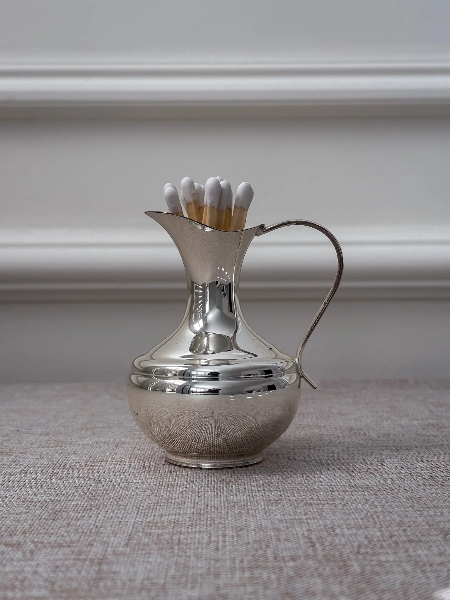 Silver-Plated Mini Jug, Small Decorative Pitcher or Match Holder