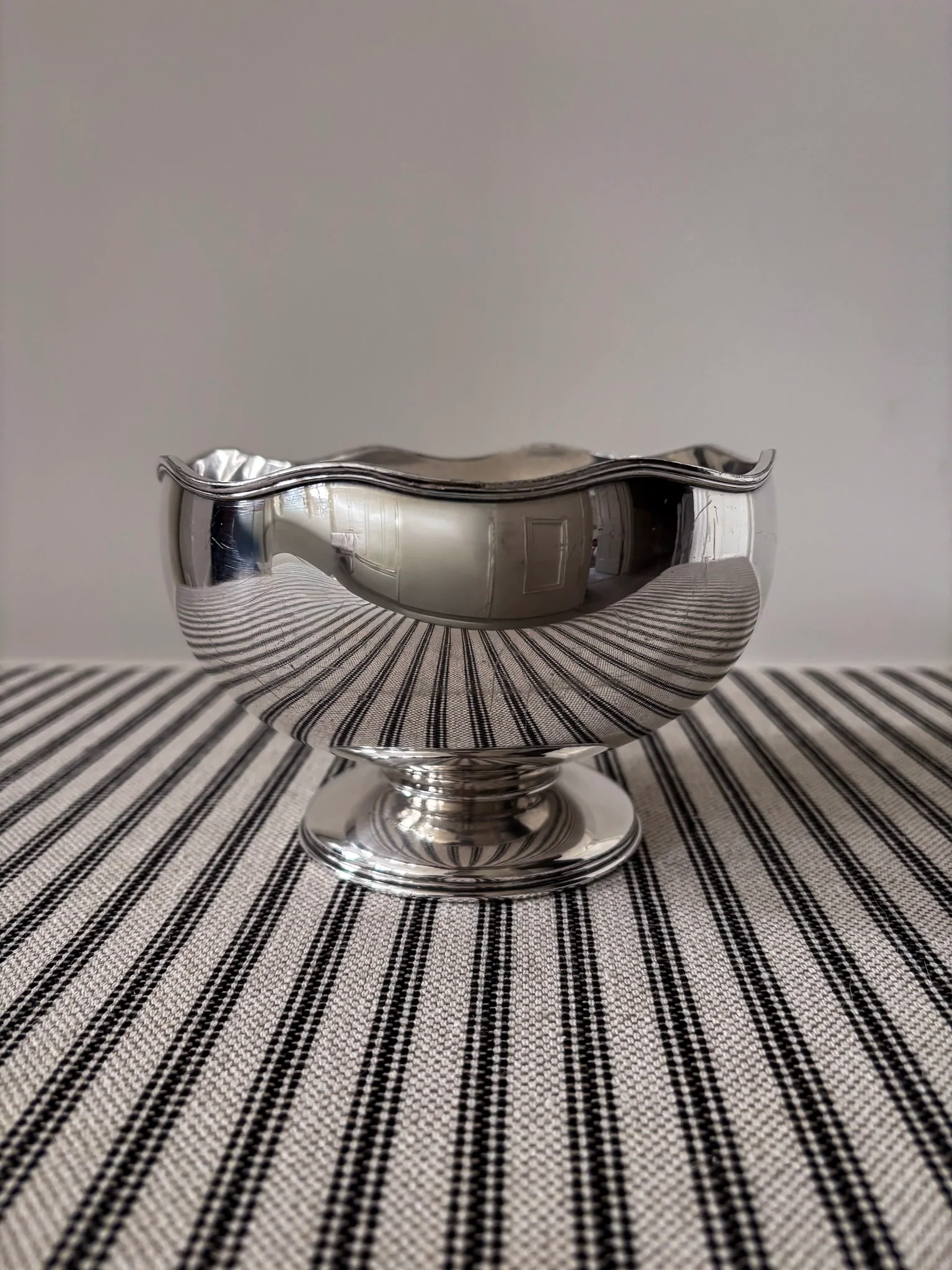 Silver-Plated Scalloped Footed Bowl