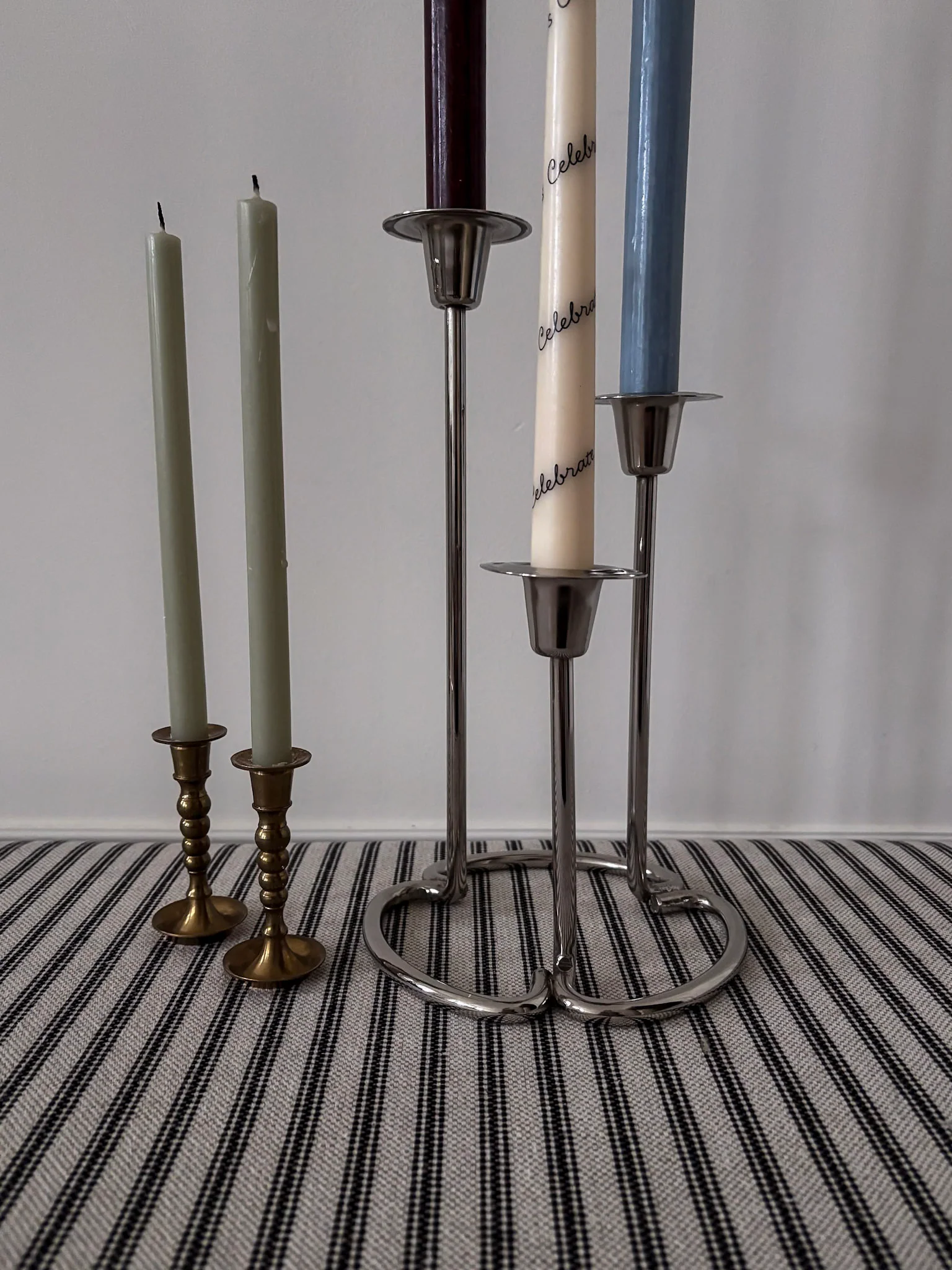 Silver-Tone Sculptural Trio Candlestick Holder - Image 11
