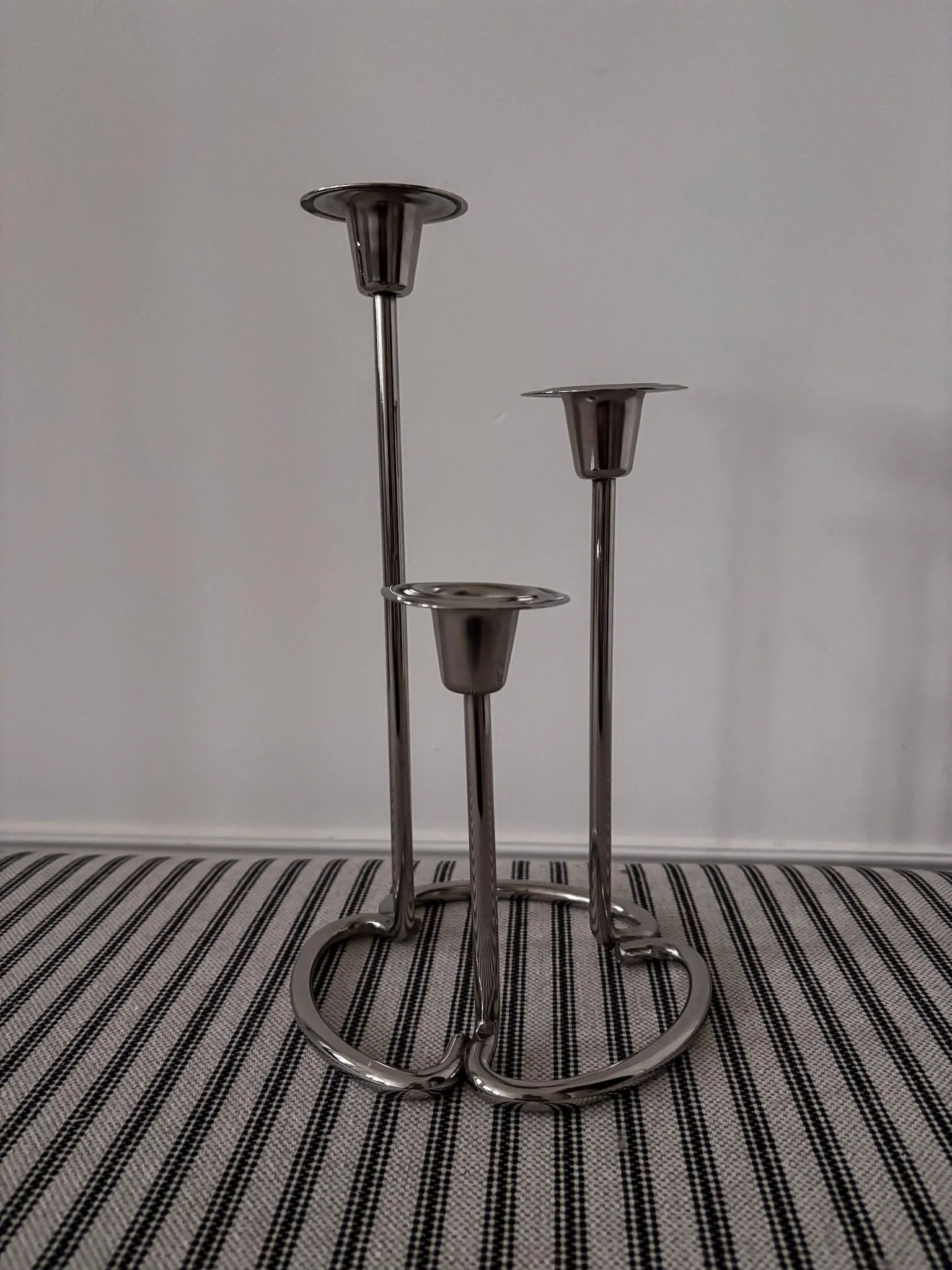Silver-Tone Sculptural Trio Candlestick Holder - Image 5