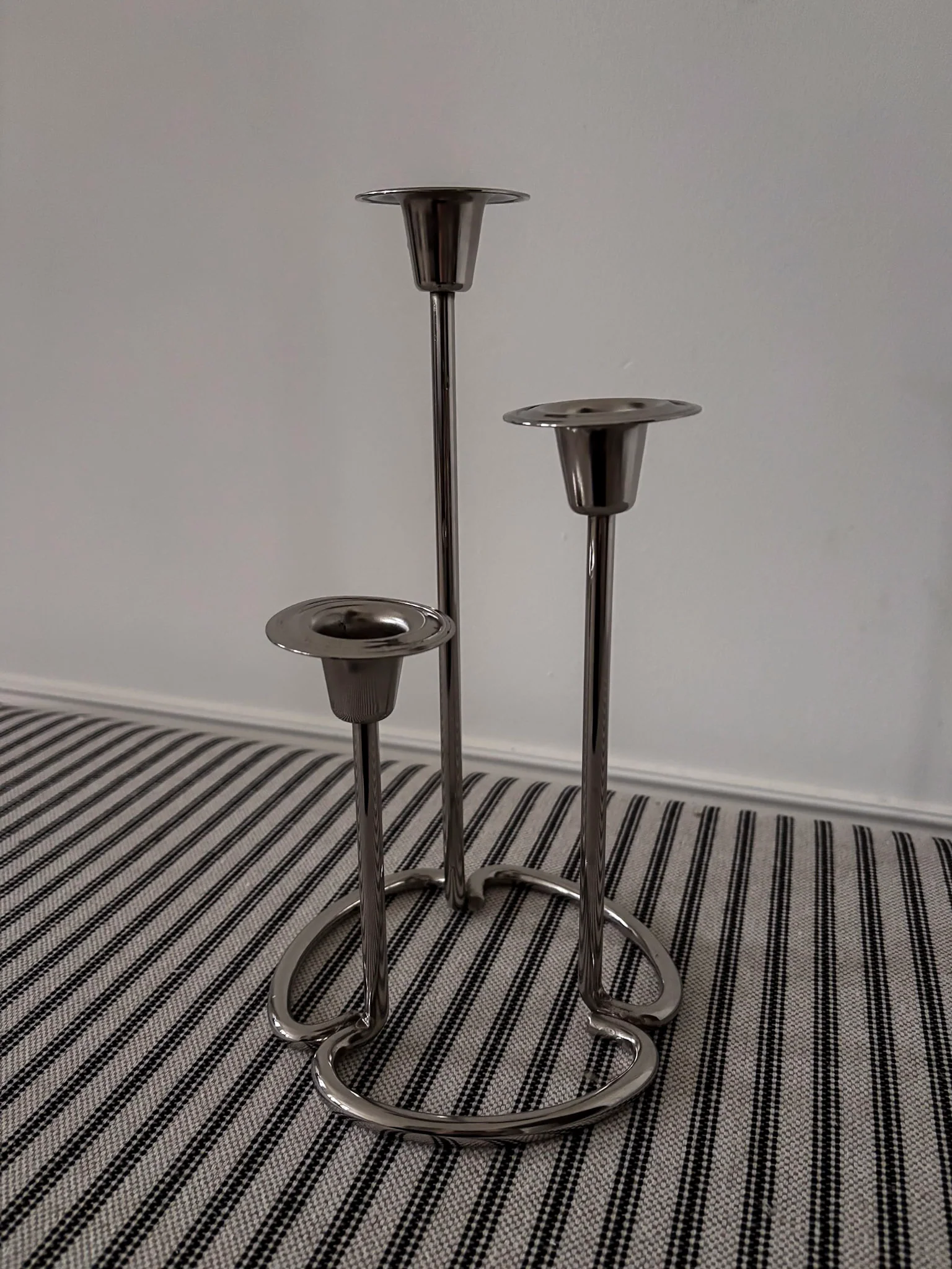 Silver-Tone Sculptural Trio Candlestick Holder - Image 9