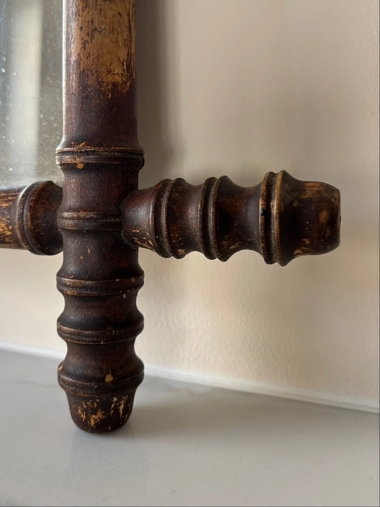 Small Antique French Faux Bamboo Mirror - Image 2