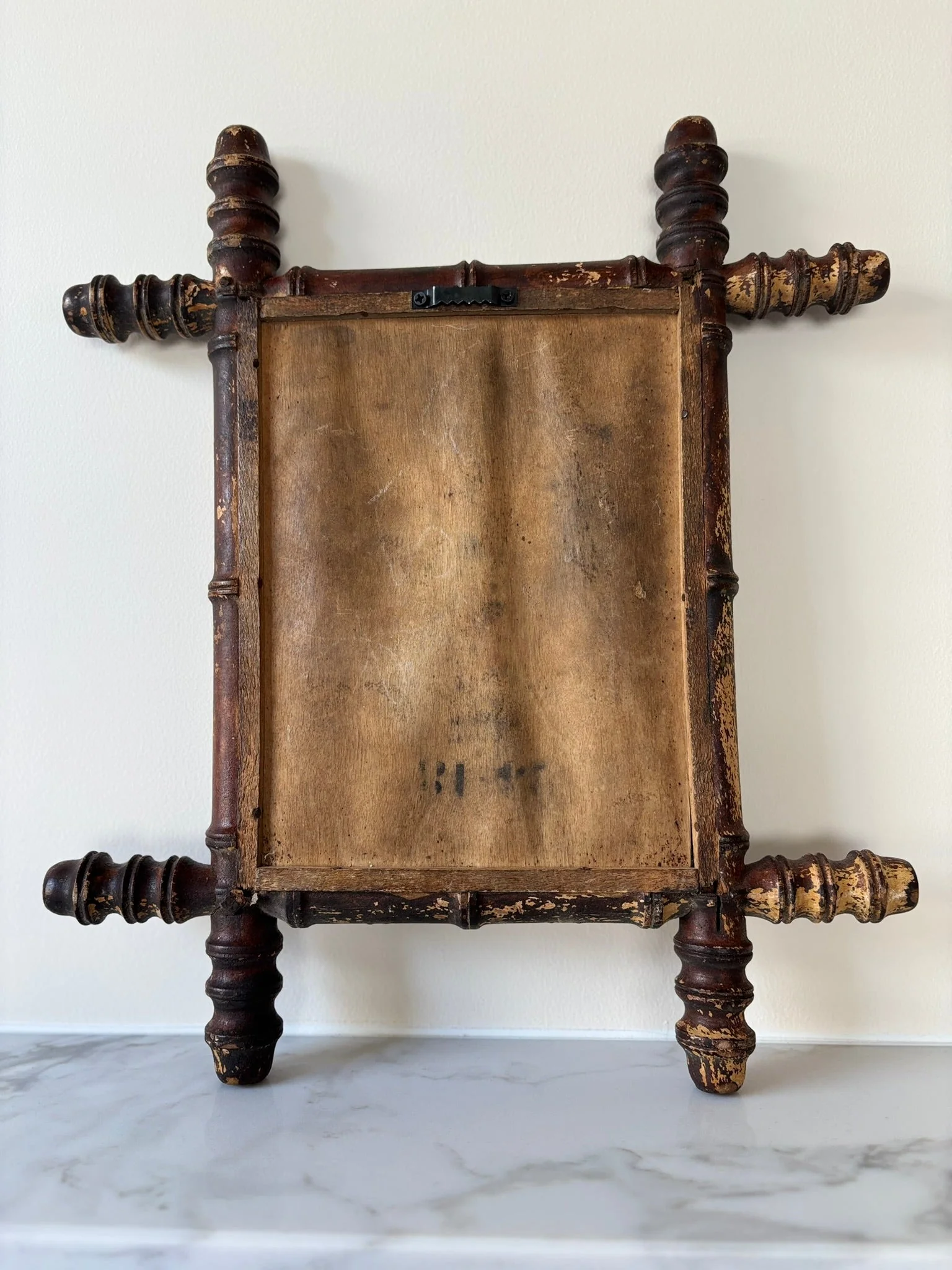 Small Antique French Faux Bamboo Mirror - Image 3