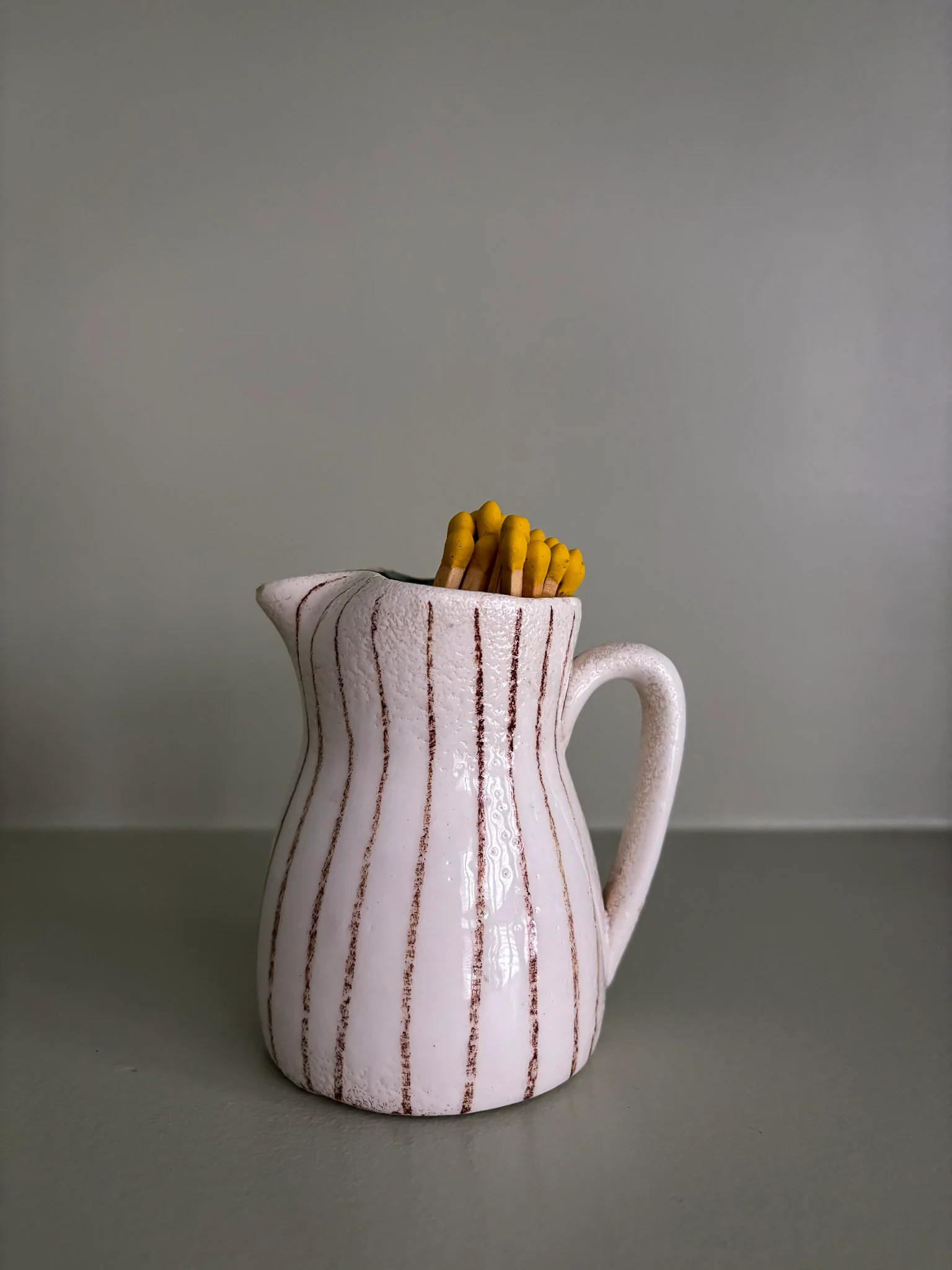 Striped Ceramic Mini Jug Matchstick Holder - Image 5