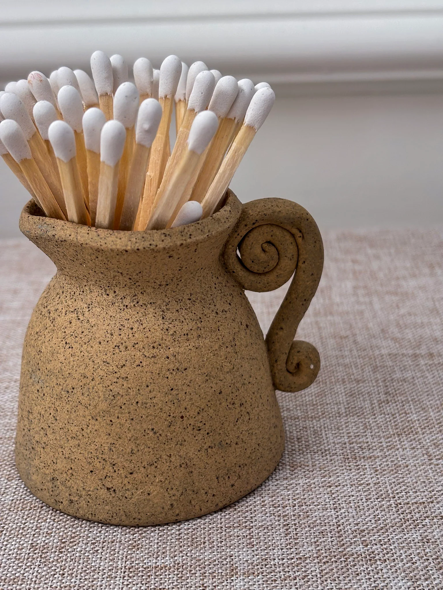 Studio Pottery Mini Matchstick Jug with Swirl Handle - Image 3