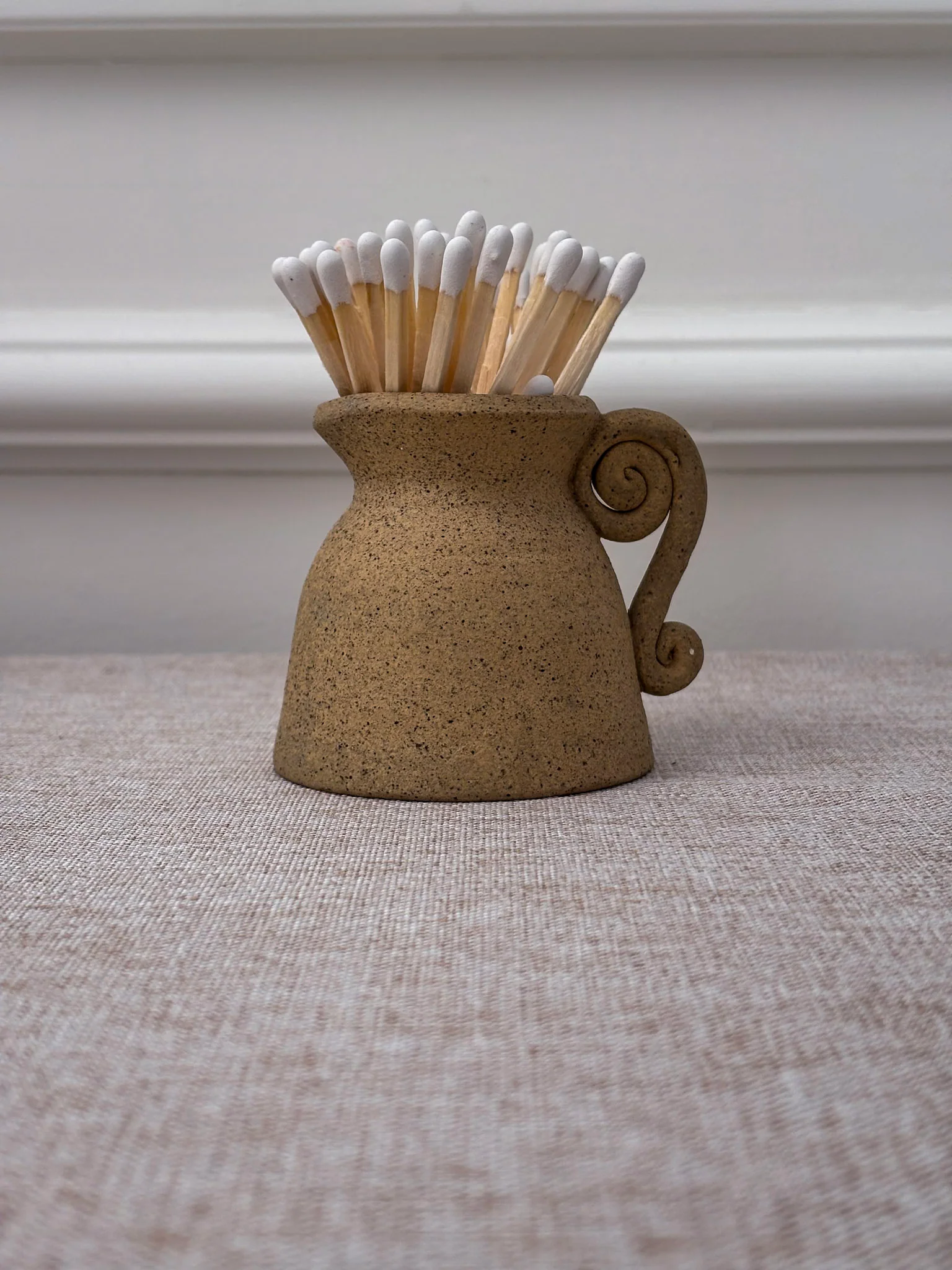 Studio Pottery Mini Matchstick Jug with Swirl Handle - Image 6
