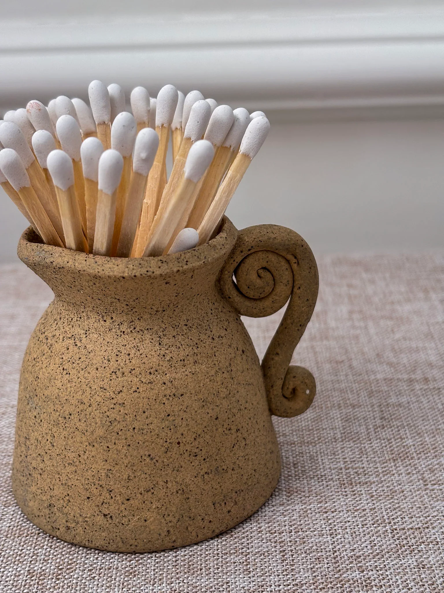 Studio Pottery Mini Matchstick Jug with Swirl Handle - Image 8