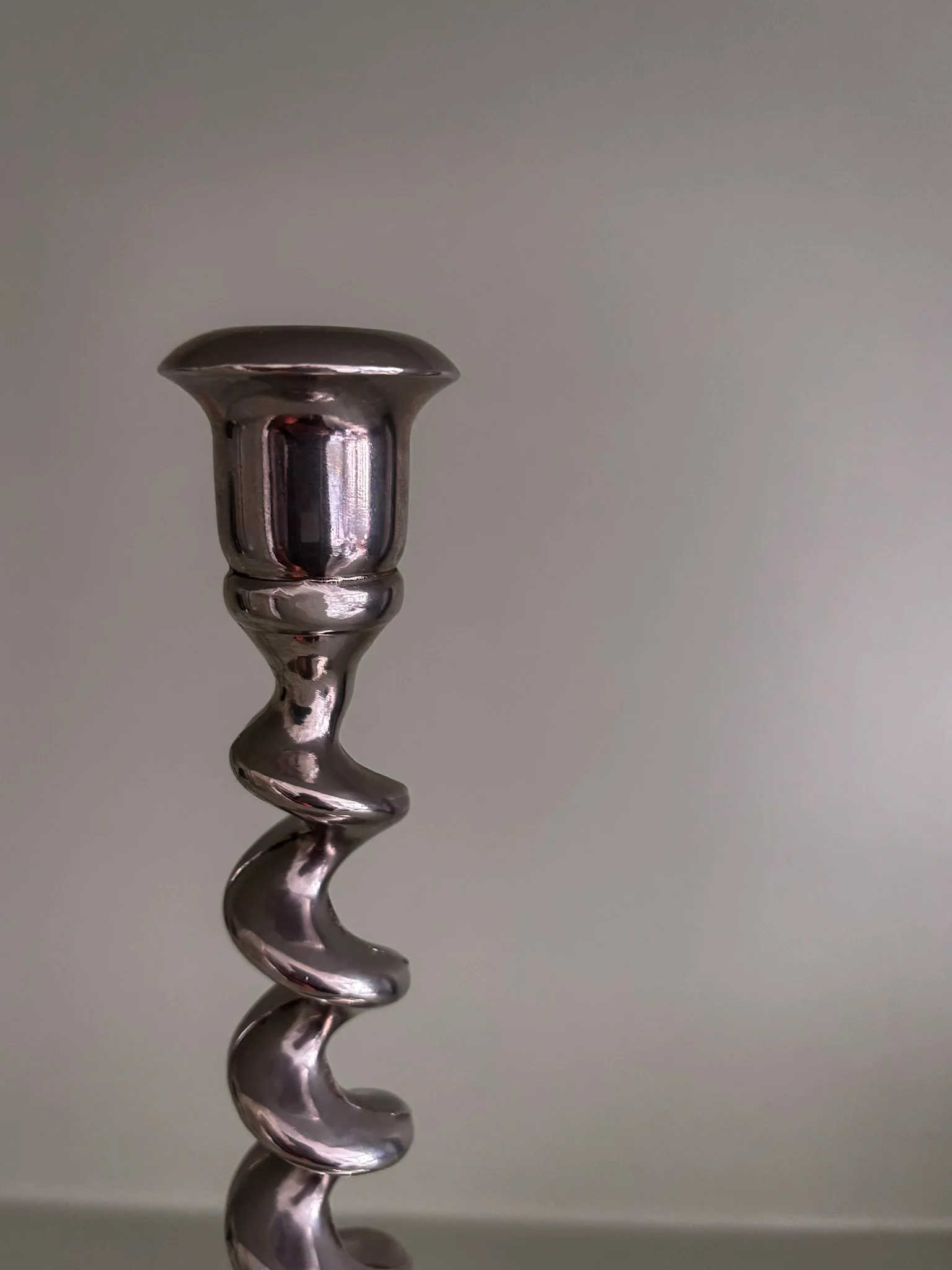 Twist Silver-Plated Brass Candlestick - Image 2