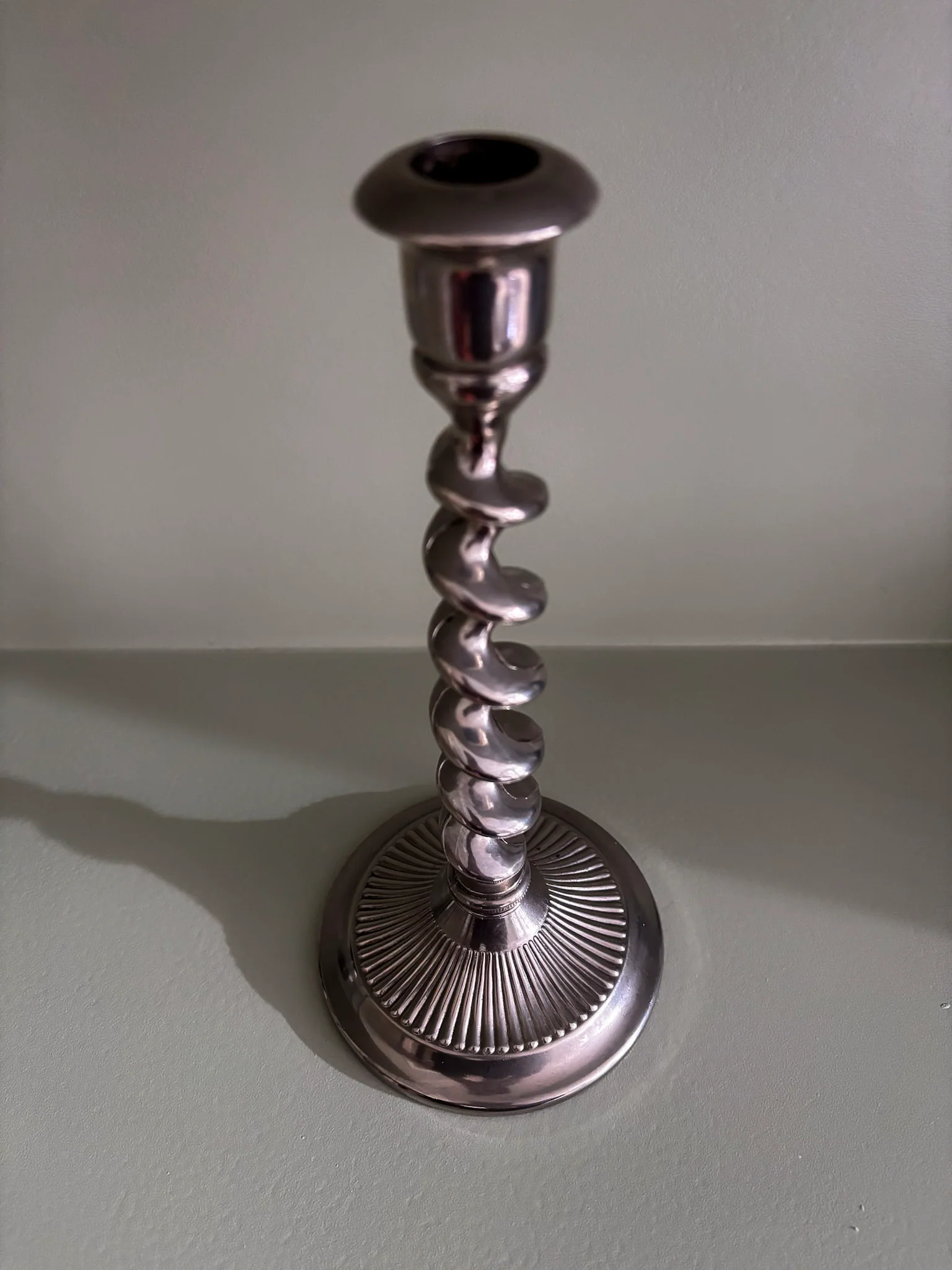 Twist Silver-Plated Brass Candlestick - Image 3