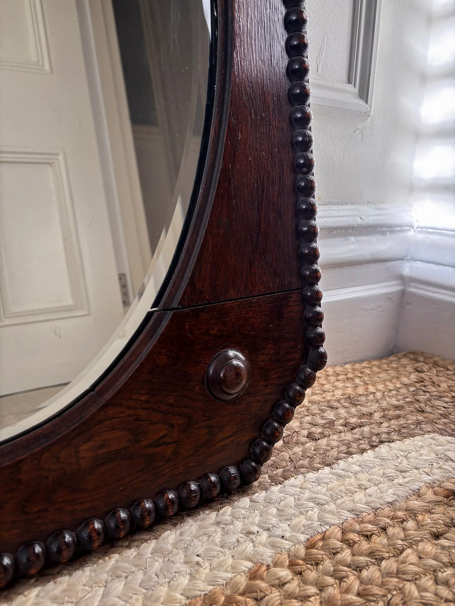 Vintage Beaded-Edge Oak Mirror - Image 5