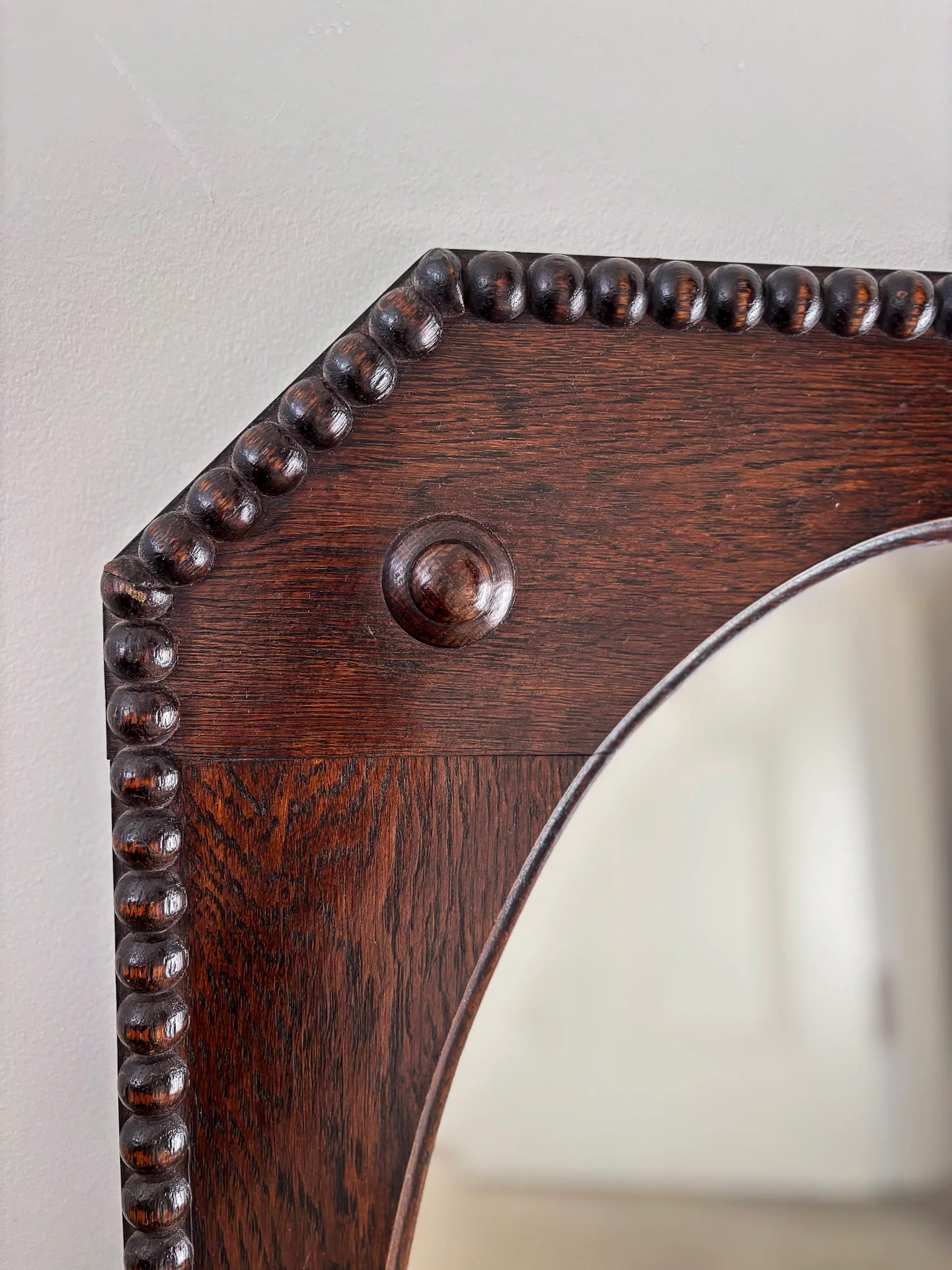 Vintage Beaded-Edge Oak Mirror - Image 6