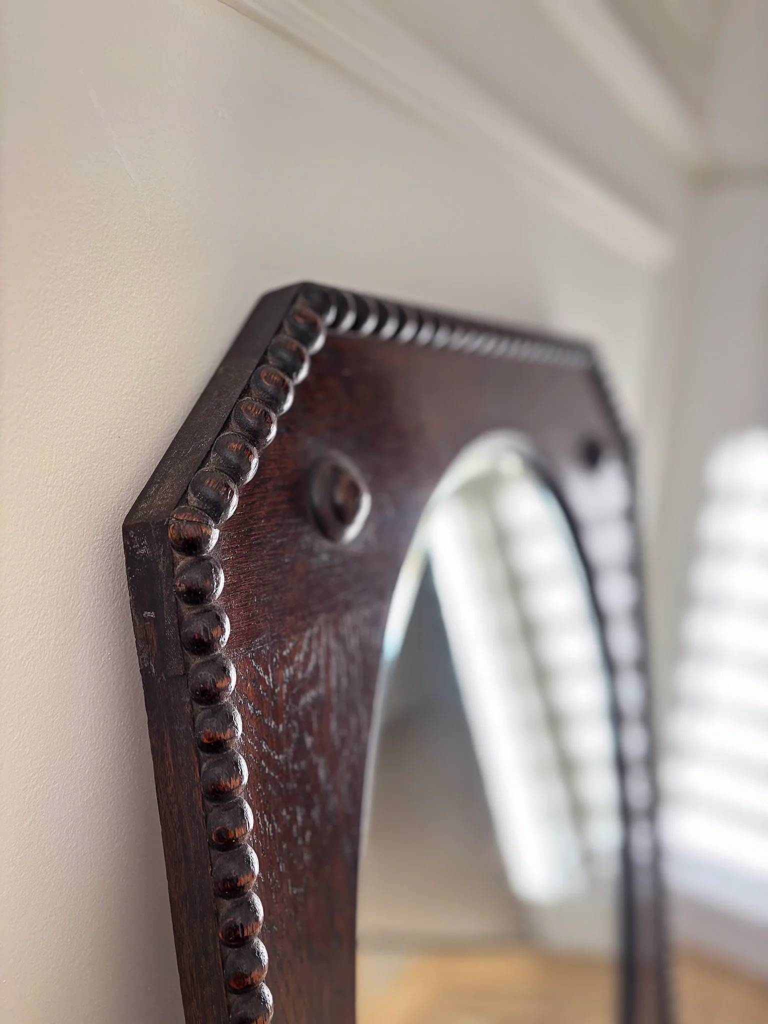 Vintage Beaded-Edge Oak Mirror - Image 7