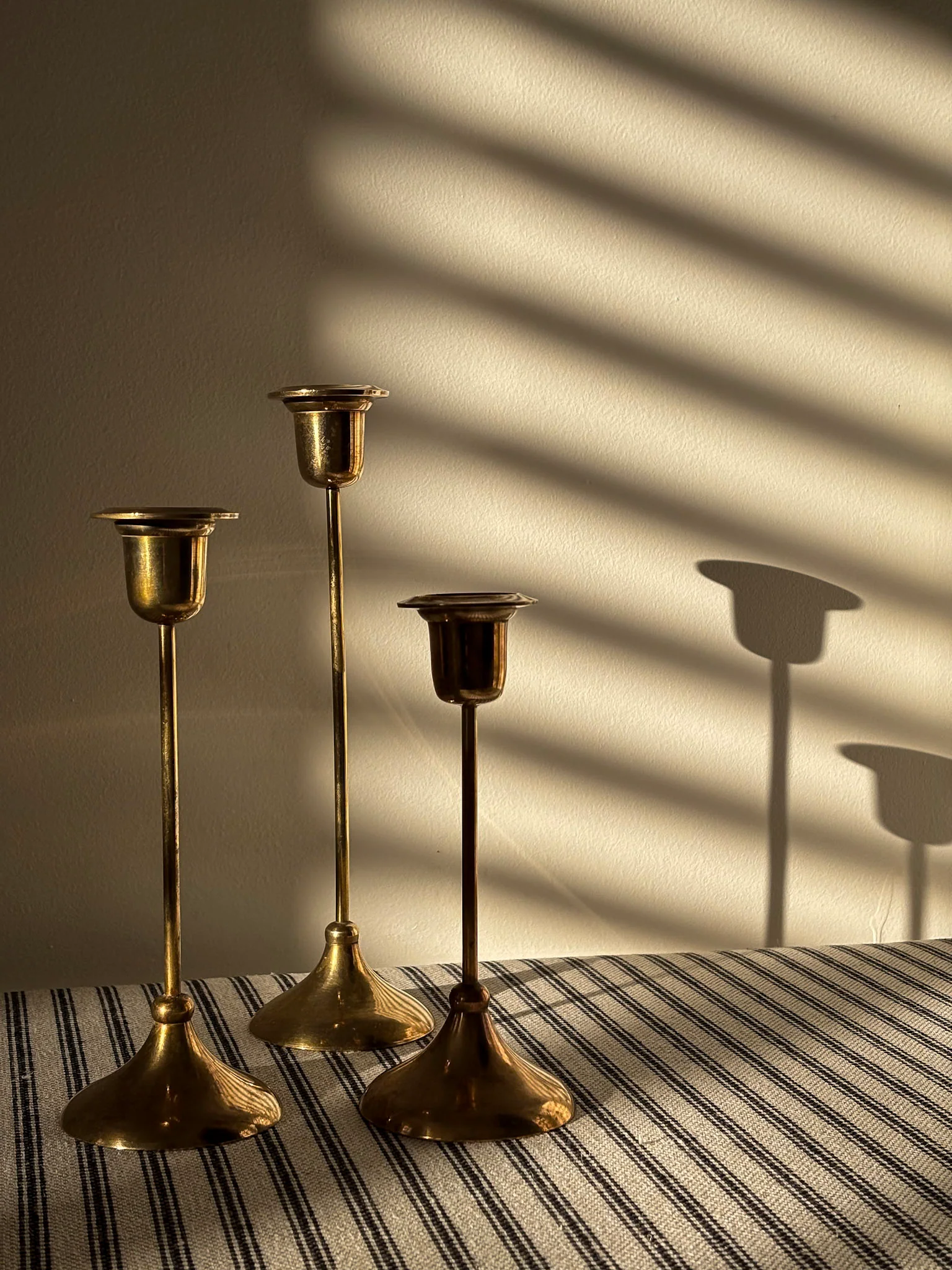 Brass Candlestick Trio - Image 6