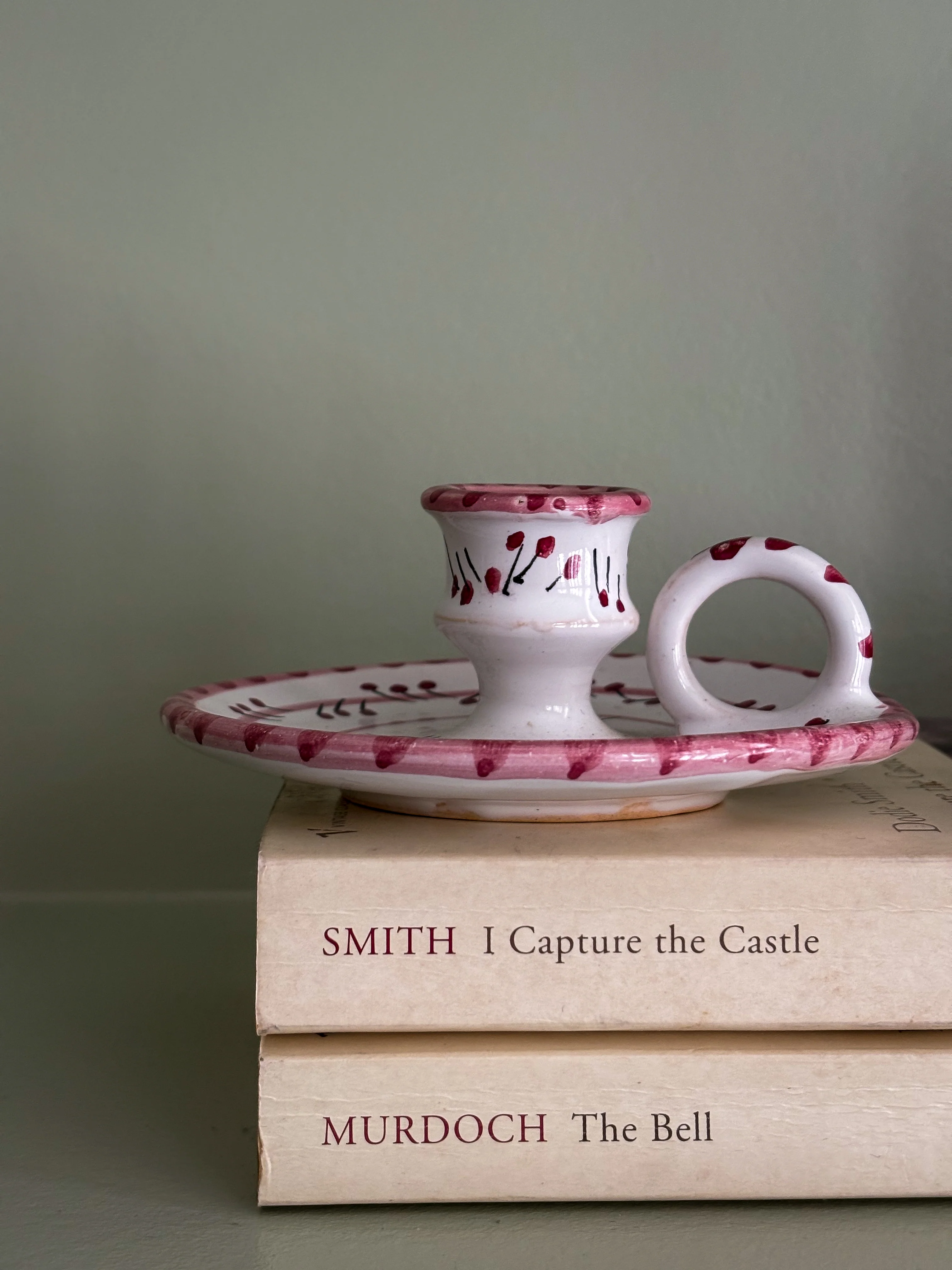 Hand-Painted Italian Pink & White Candlesticks - Image 5
