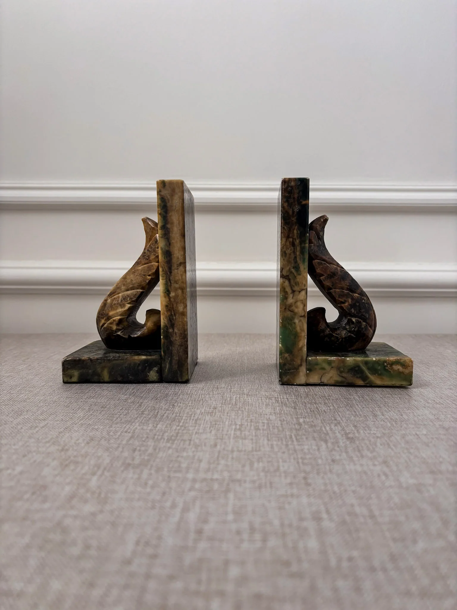 Vintage Italian Alabaster Bookends Pair | Sculptural Marble Stone Art Deco Book Ends - Image 7
