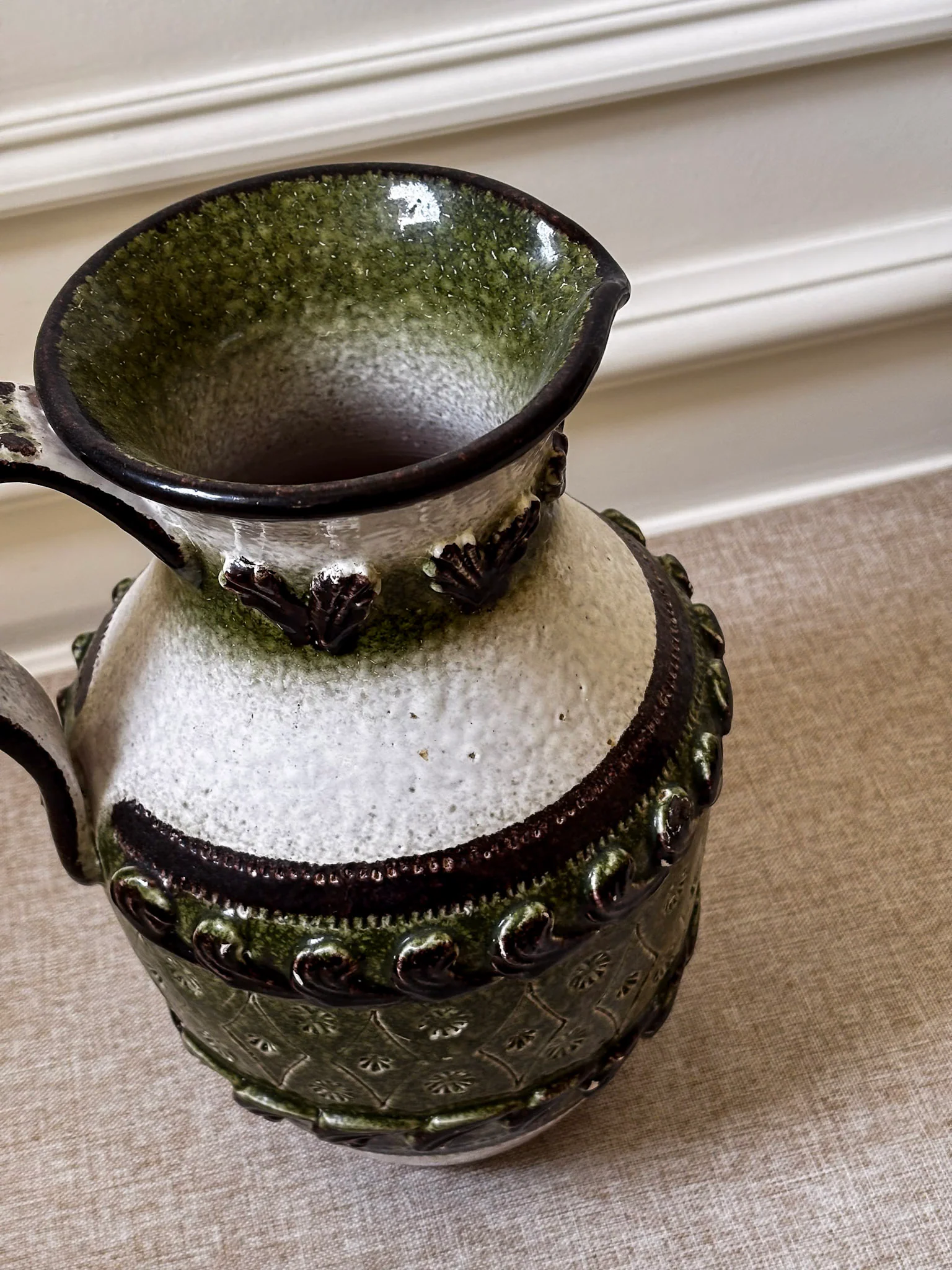 Vintage Italian Ceramic Jug Vase Attributed to Nuovo Rinascimento | Mid Century Pottery - Image 10