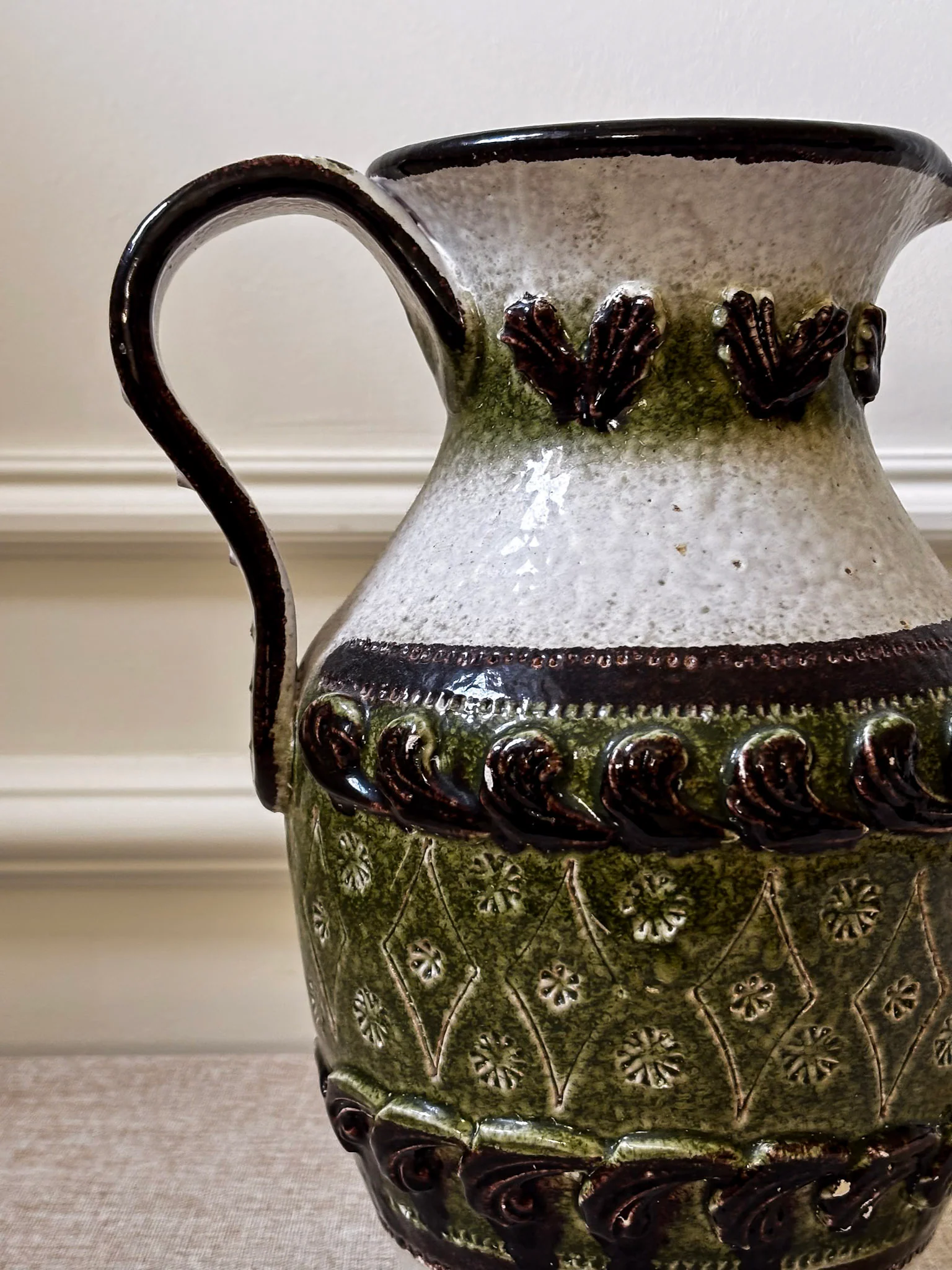 Vintage Italian Ceramic Jug Vase Attributed to Nuovo Rinascimento | Mid Century Pottery - Image 12