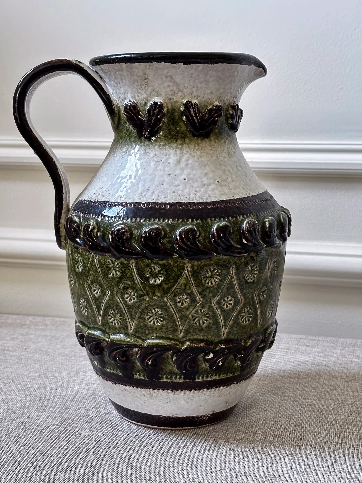 Vintage Italian Ceramic Jug Vase Attributed to Nuovo Rinascimento | Mid Century Pottery - Image 5