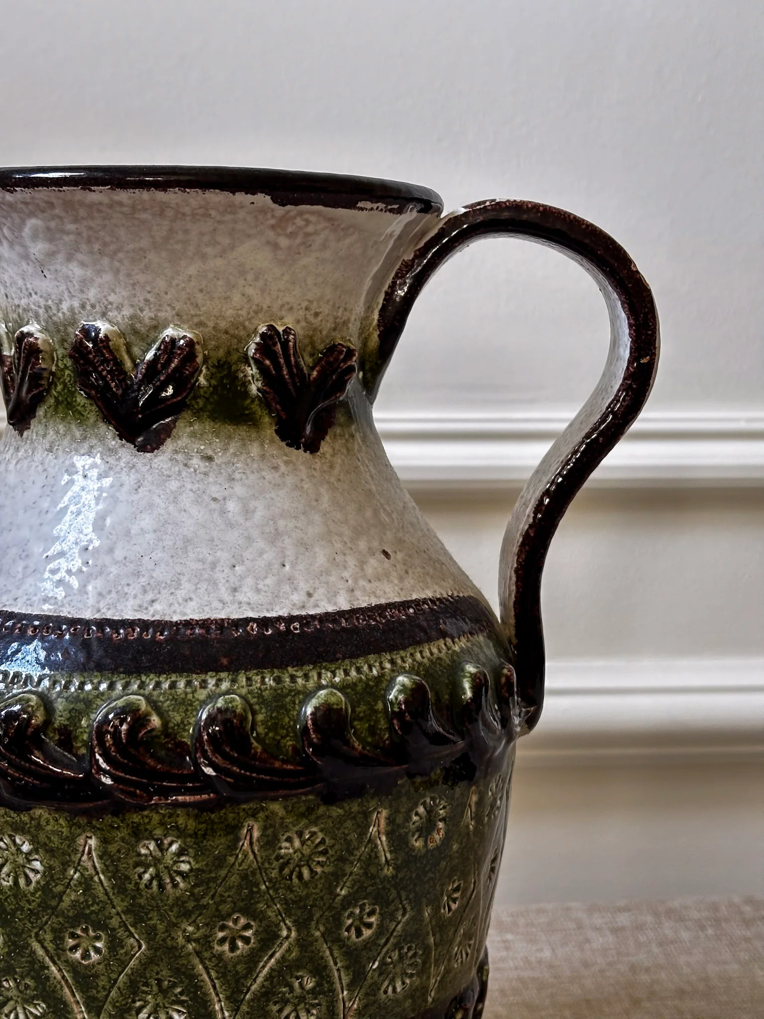 Vintage Italian Ceramic Jug Vase Attributed to Nuovo Rinascimento | Mid Century Pottery - Image 6