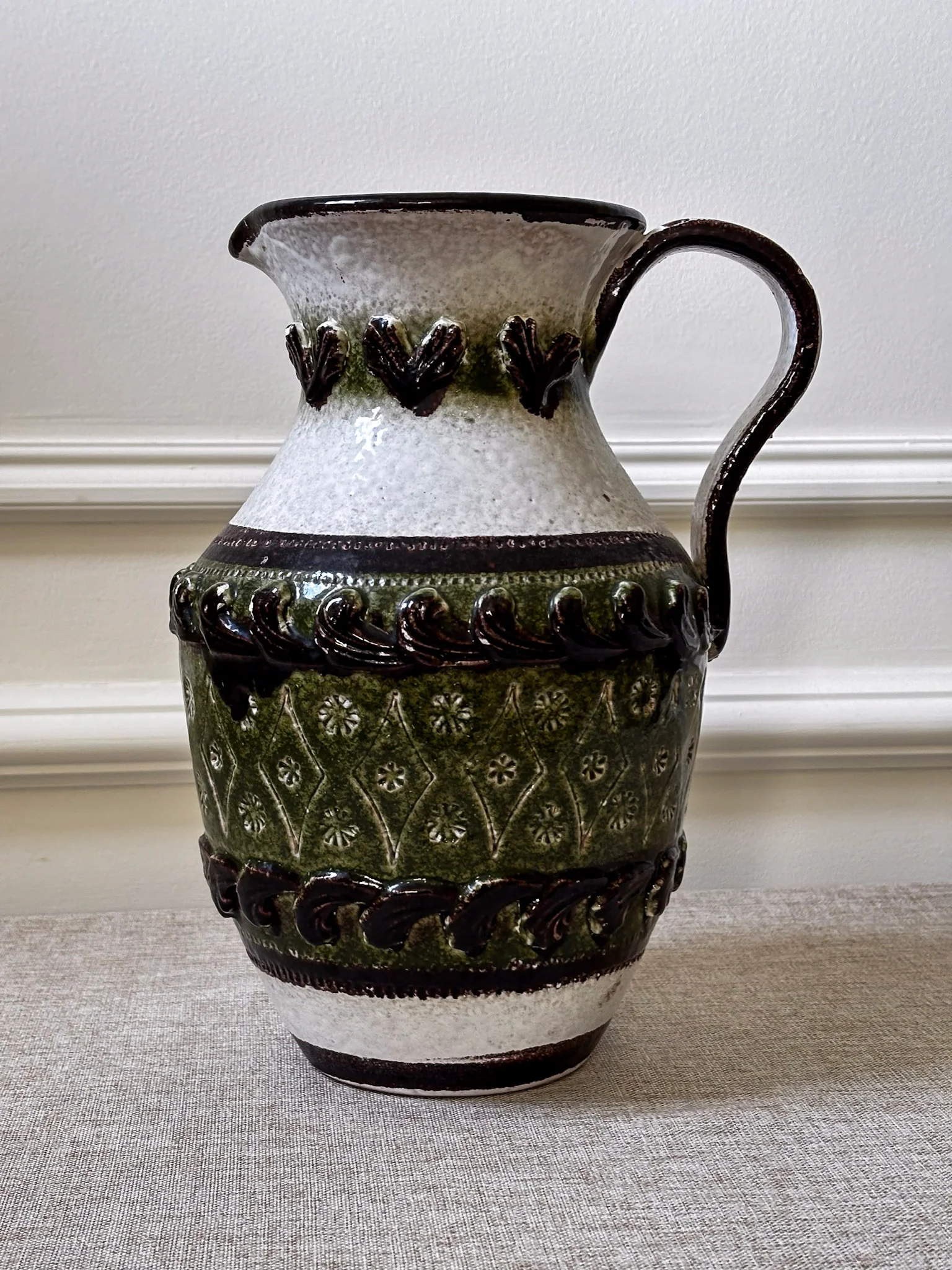 Vintage Italian Ceramic Jug Vase Attributed to Nuovo Rinascimento | Mid Century Pottery - Image 8