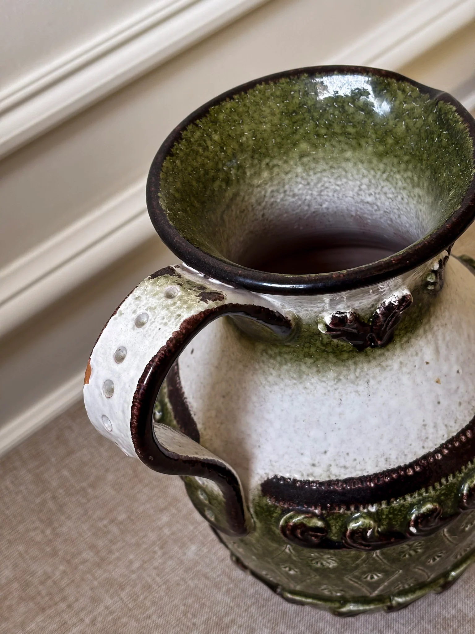 Vintage Italian Ceramic Jug Vase Attributed to Nuovo Rinascimento | Mid Century Pottery - Image 9