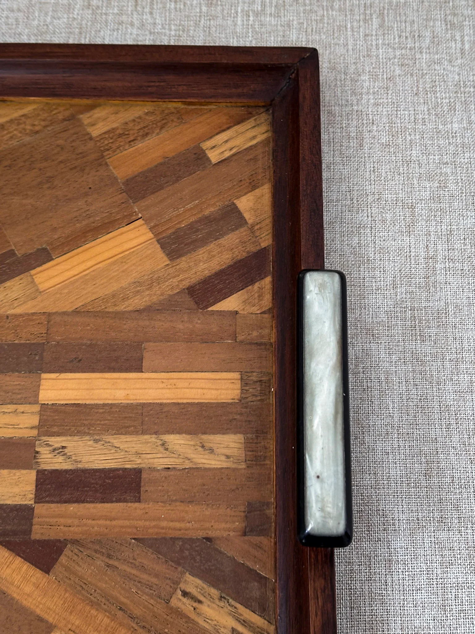 Vintage Mid Century Parquetry Serving Tray | Geometric Wood Veneer Tray - Image 10