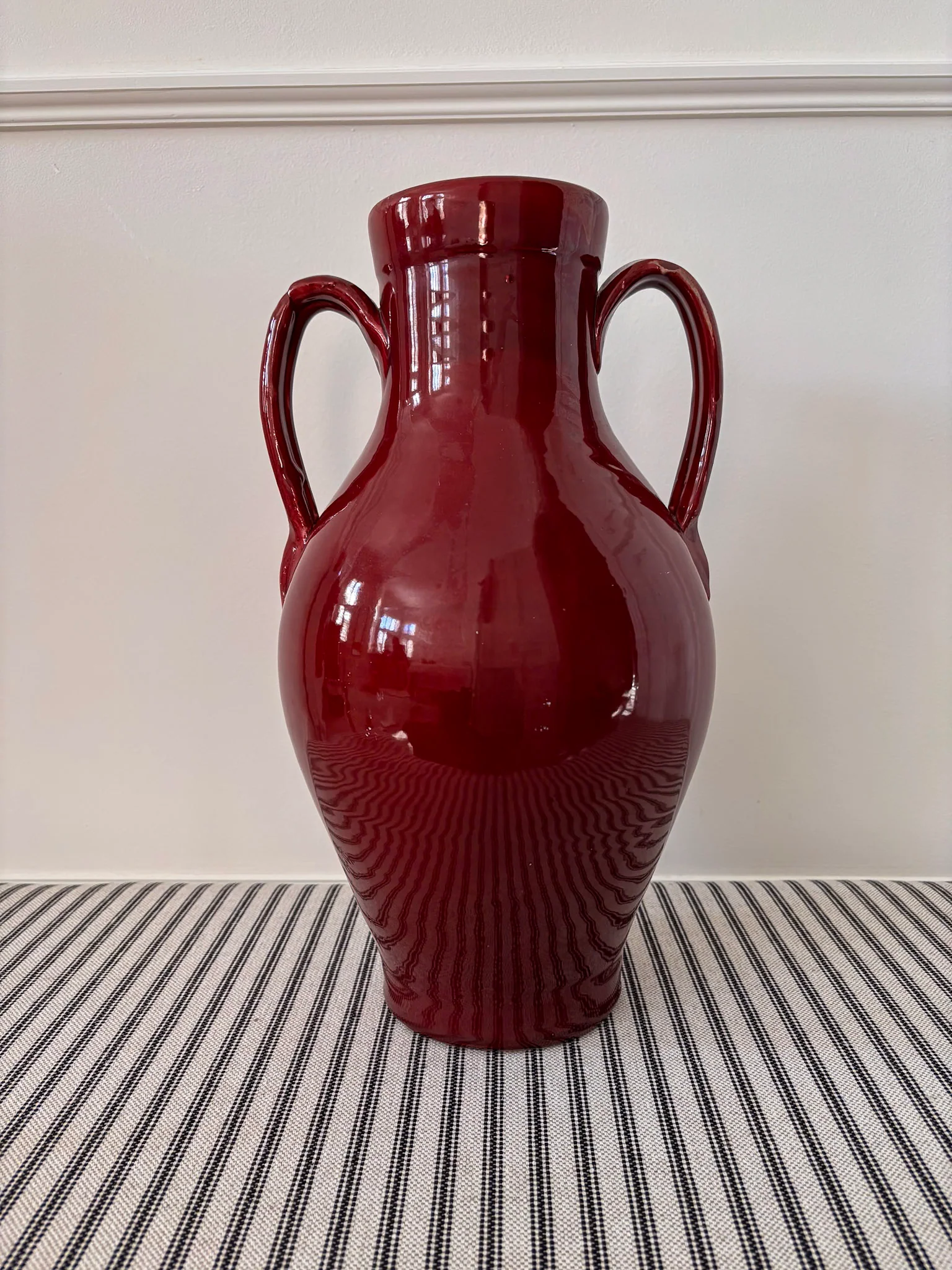 Nicola Fasano Red Glazed Dual-Handle Large Vase – Italian Studio Pottery Accent Piece