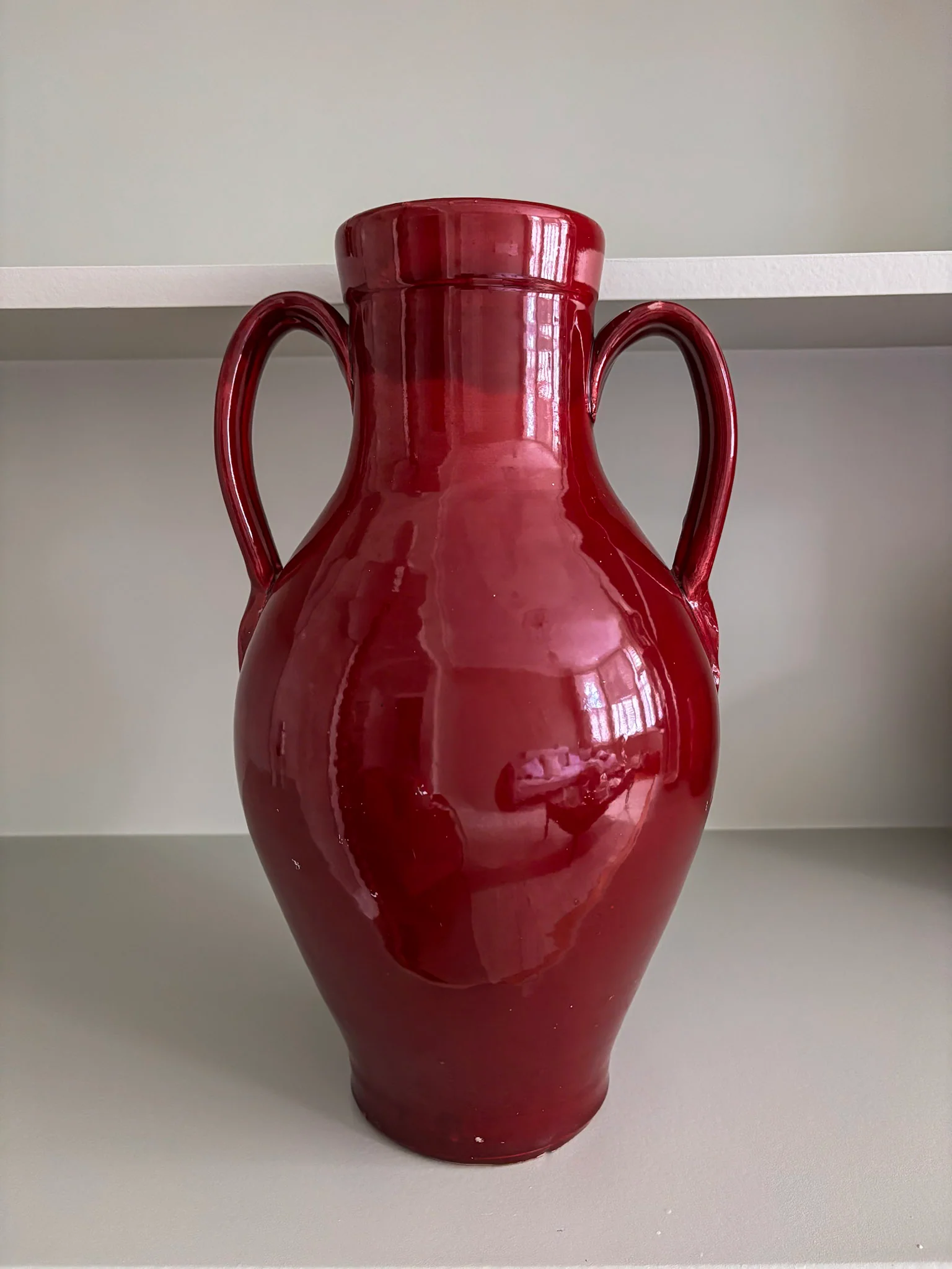 Nicola Fasano Red Glazed Dual-Handle Large Vase – Italian Studio Pottery Accent Piece - Image 8