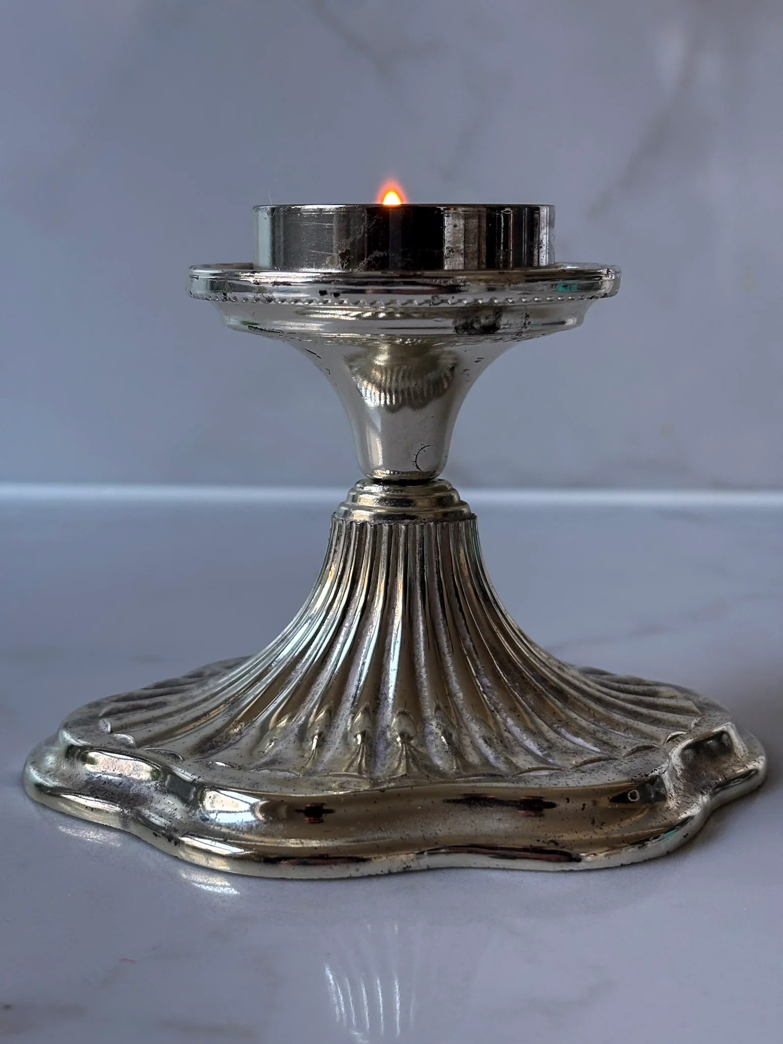 Silver-Plate Tea Light Holder - Image 5